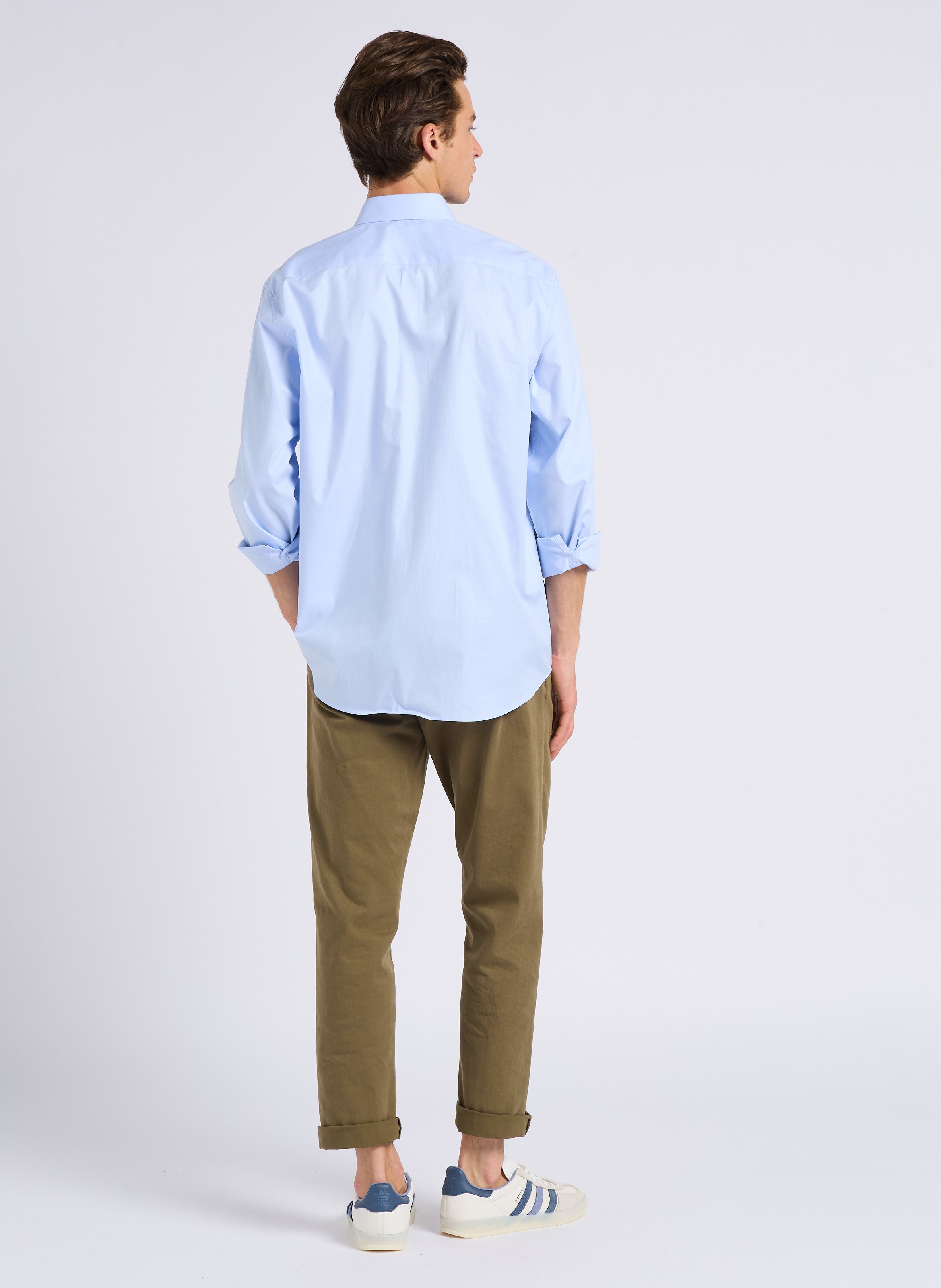 Straight cotton shirt with classic collar AU PRINTEMPS PARIS Blue