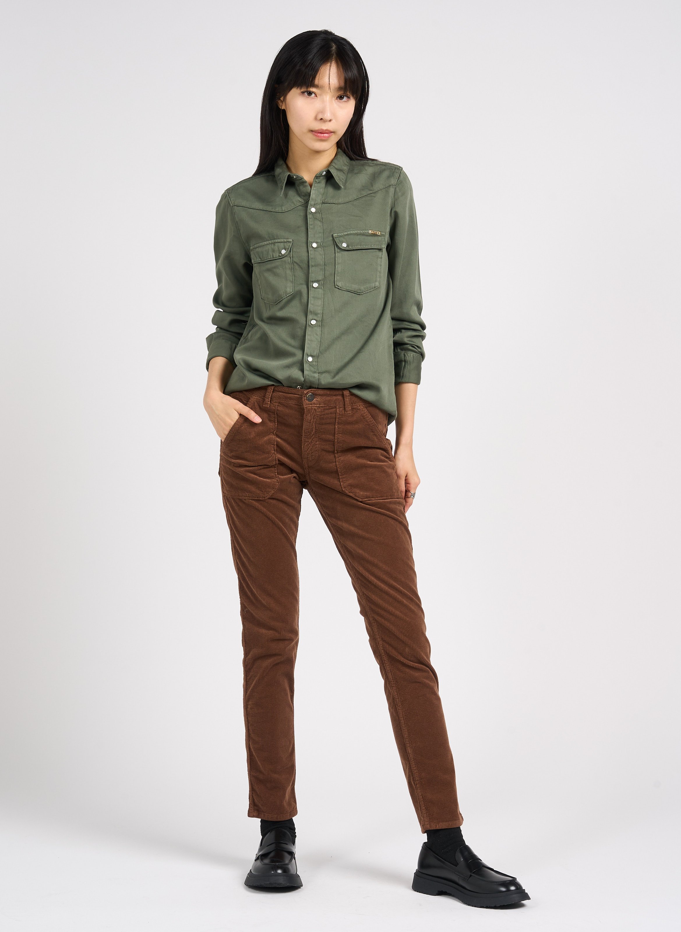 Katoenen blouse met klassieke kraag ACQUAVERDE Groen