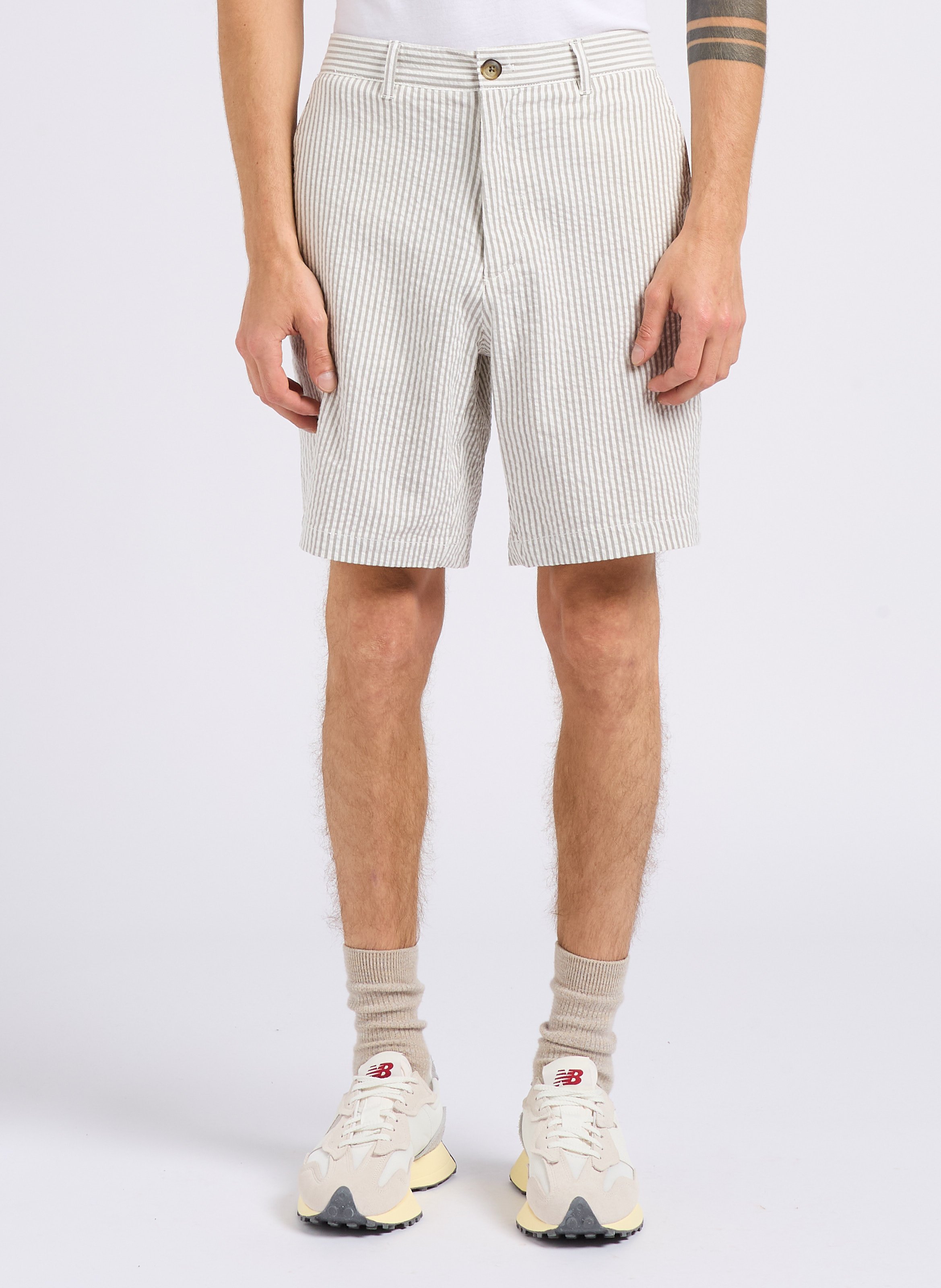 Straight-leg organic cotton-blend shorts SELECTED Grey