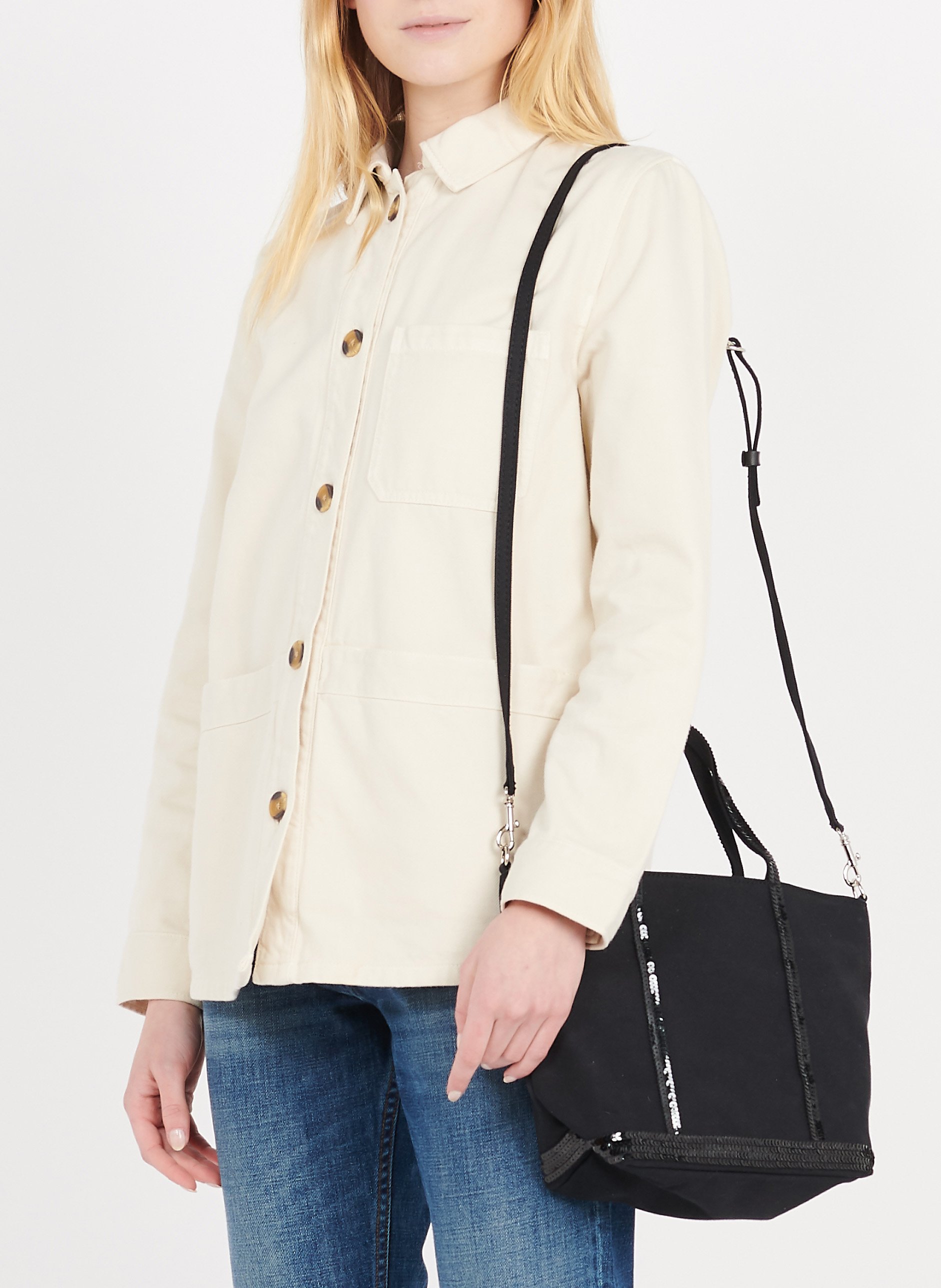 Cabas S en coton à sequins VANESSA BRUNO Noir