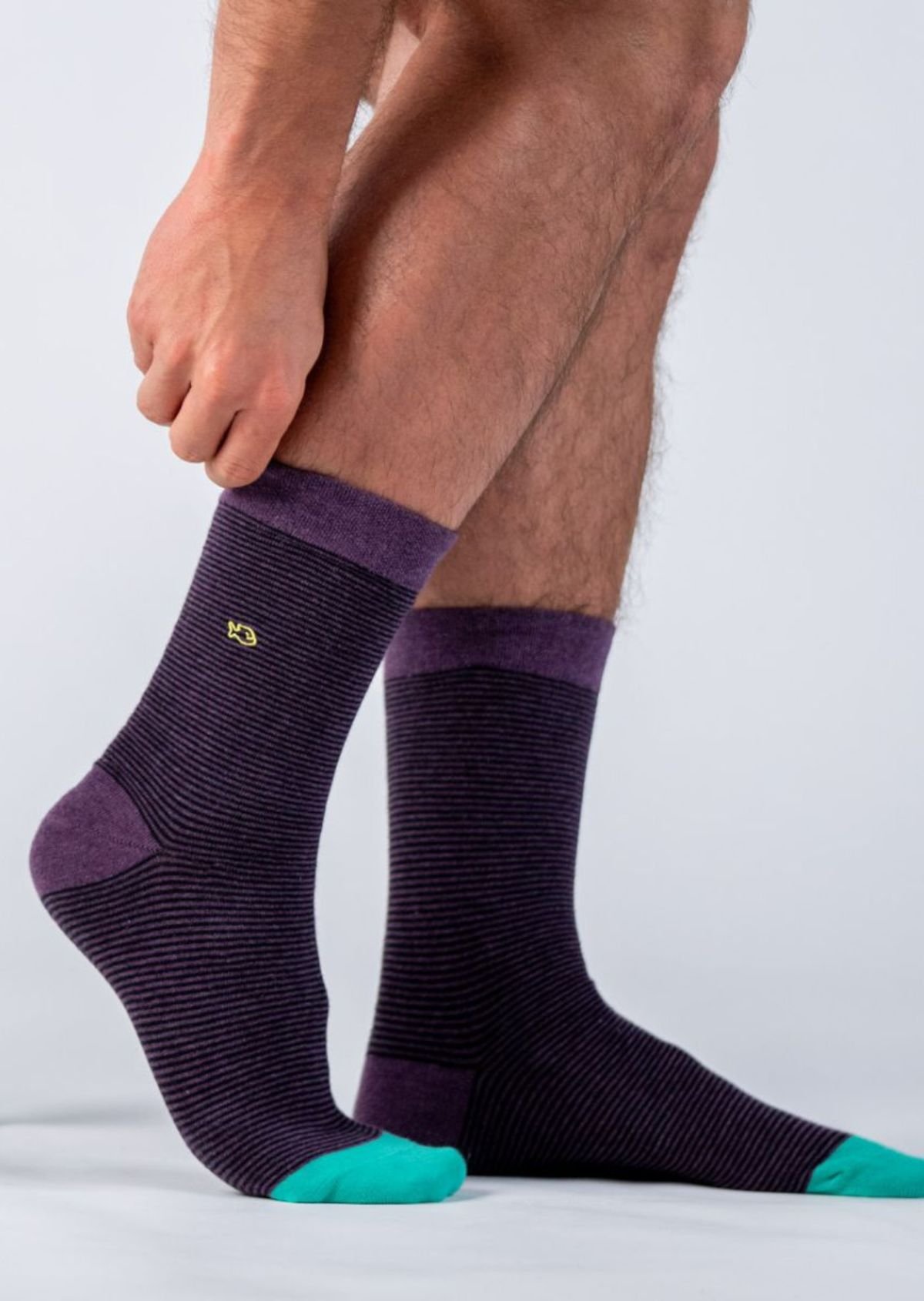 Striped combed cotton socks BILLYBELT Purple