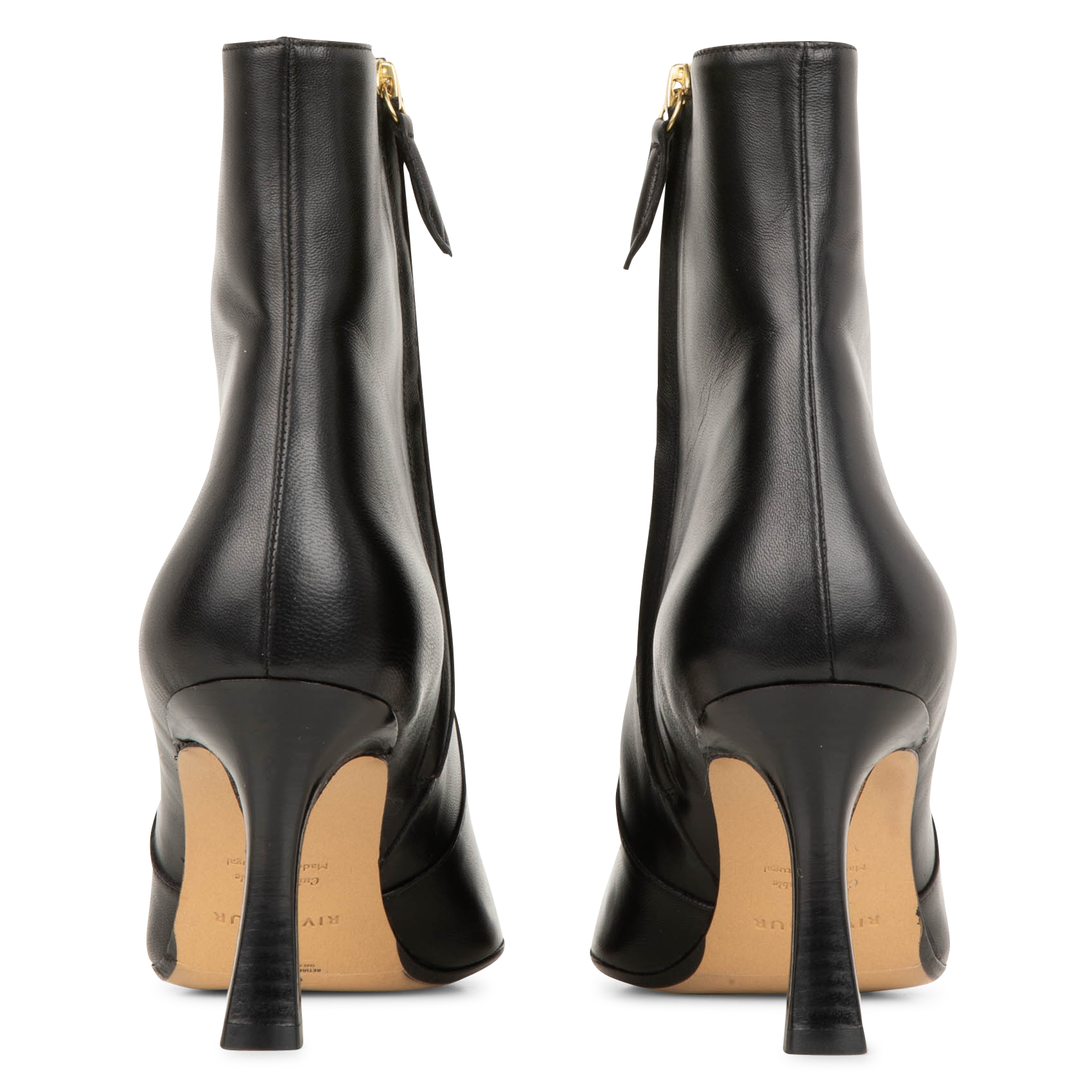 - 100% leather, - Round toes, - Inner zip fastening, - Heel height: 9 cm. RIVECOUR Black