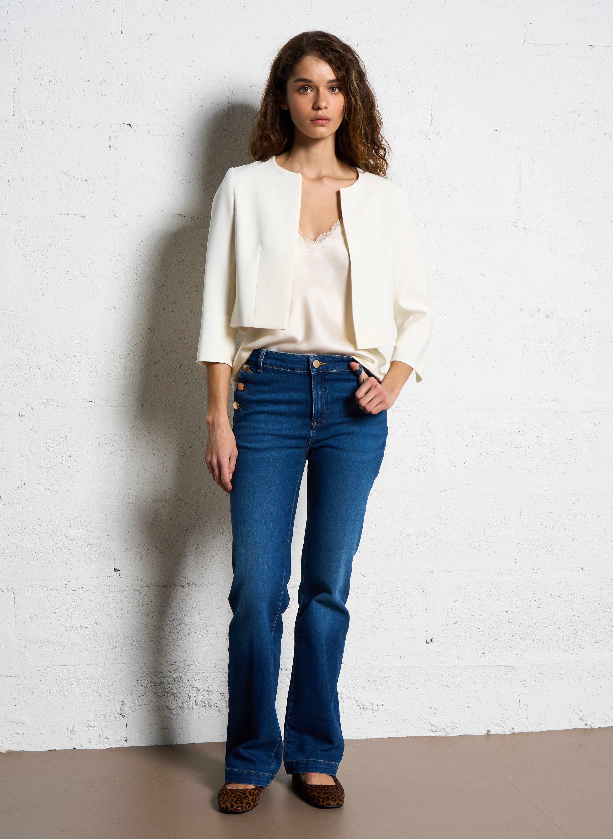 Straight cropped jacket MAISON 123 White