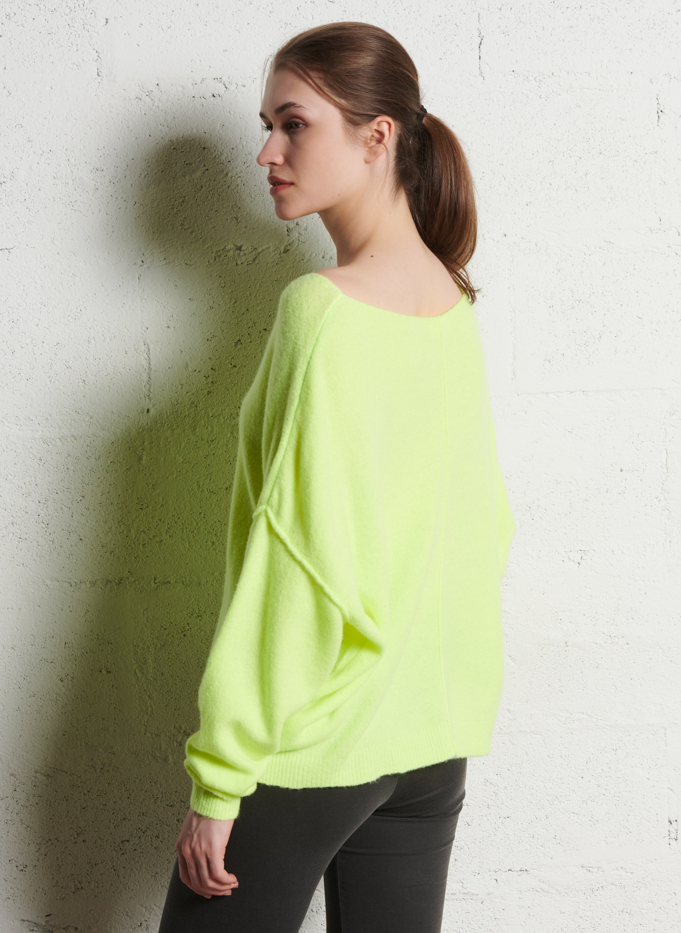 Wool-blend boat-neck jumper Yellow