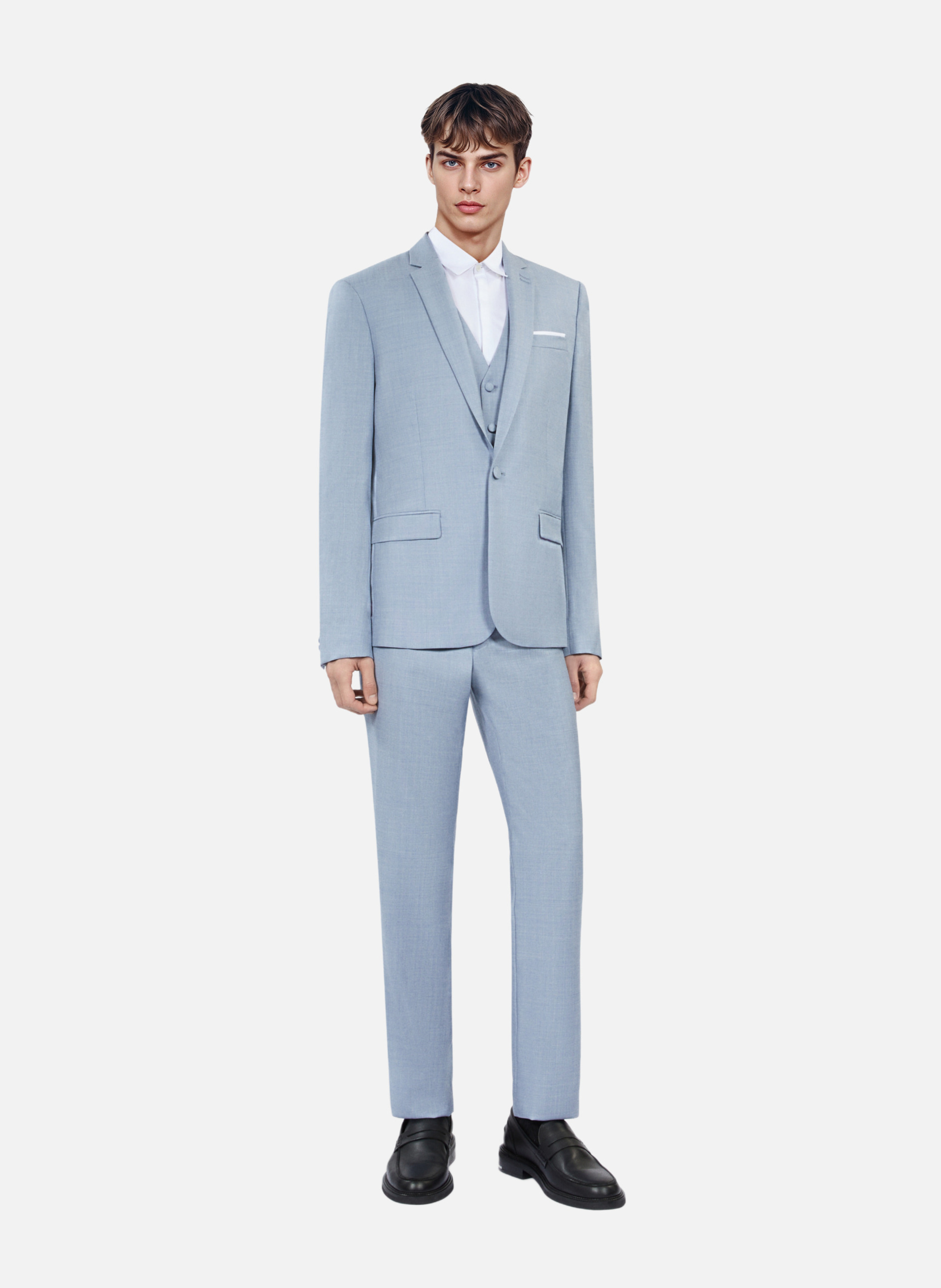 Wool suit jacket with metal chain - slim fit THE KOOPLES Blue