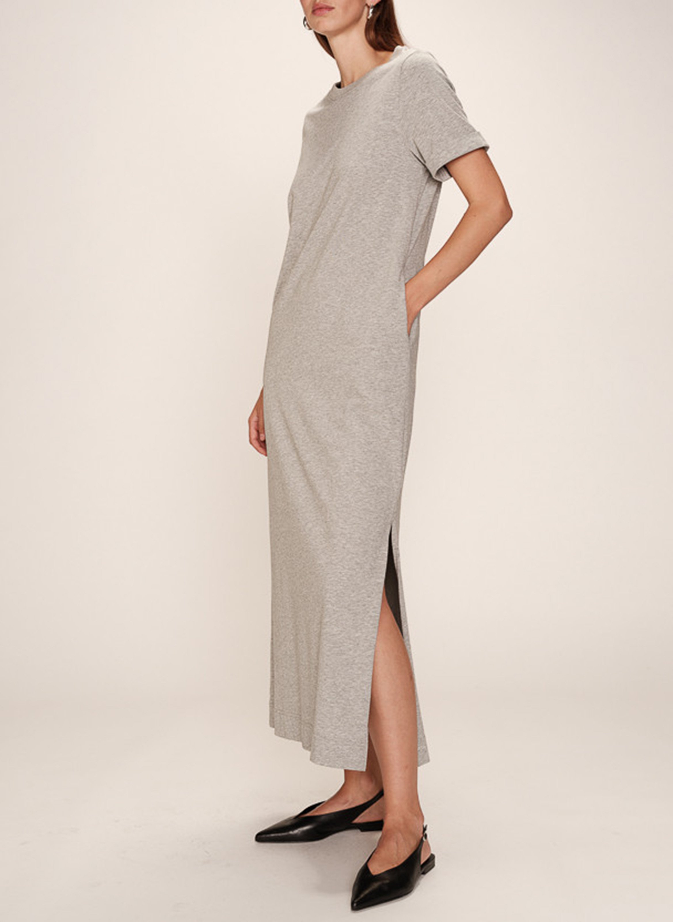Long cotton dress with round neck GRACE ET MILA Silver