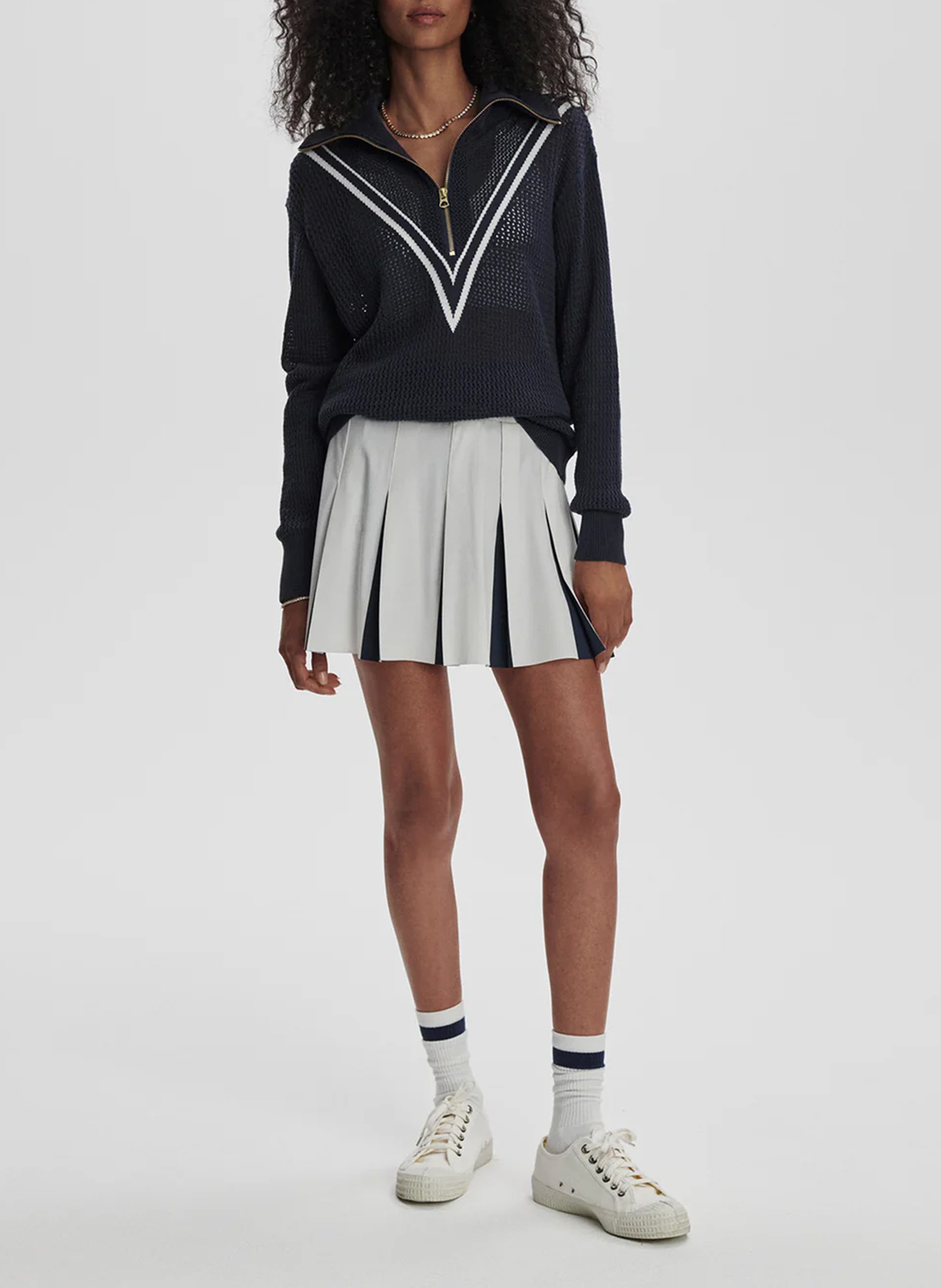 Strickpullover mit Stehkragen und Reißverschluss VARLEY Blau