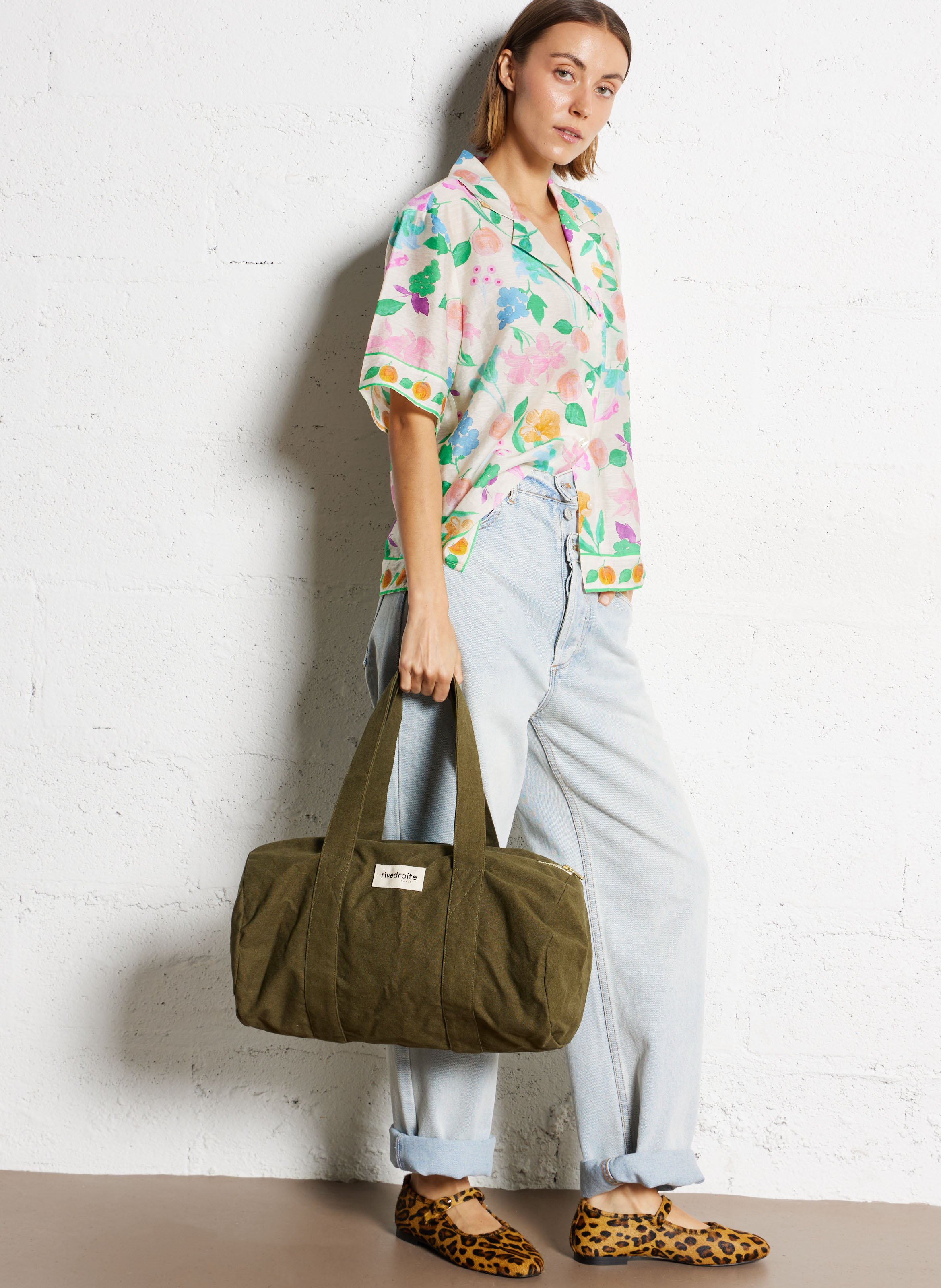 Recycled cotton duffle bag RIVEDROITE PARIS Green