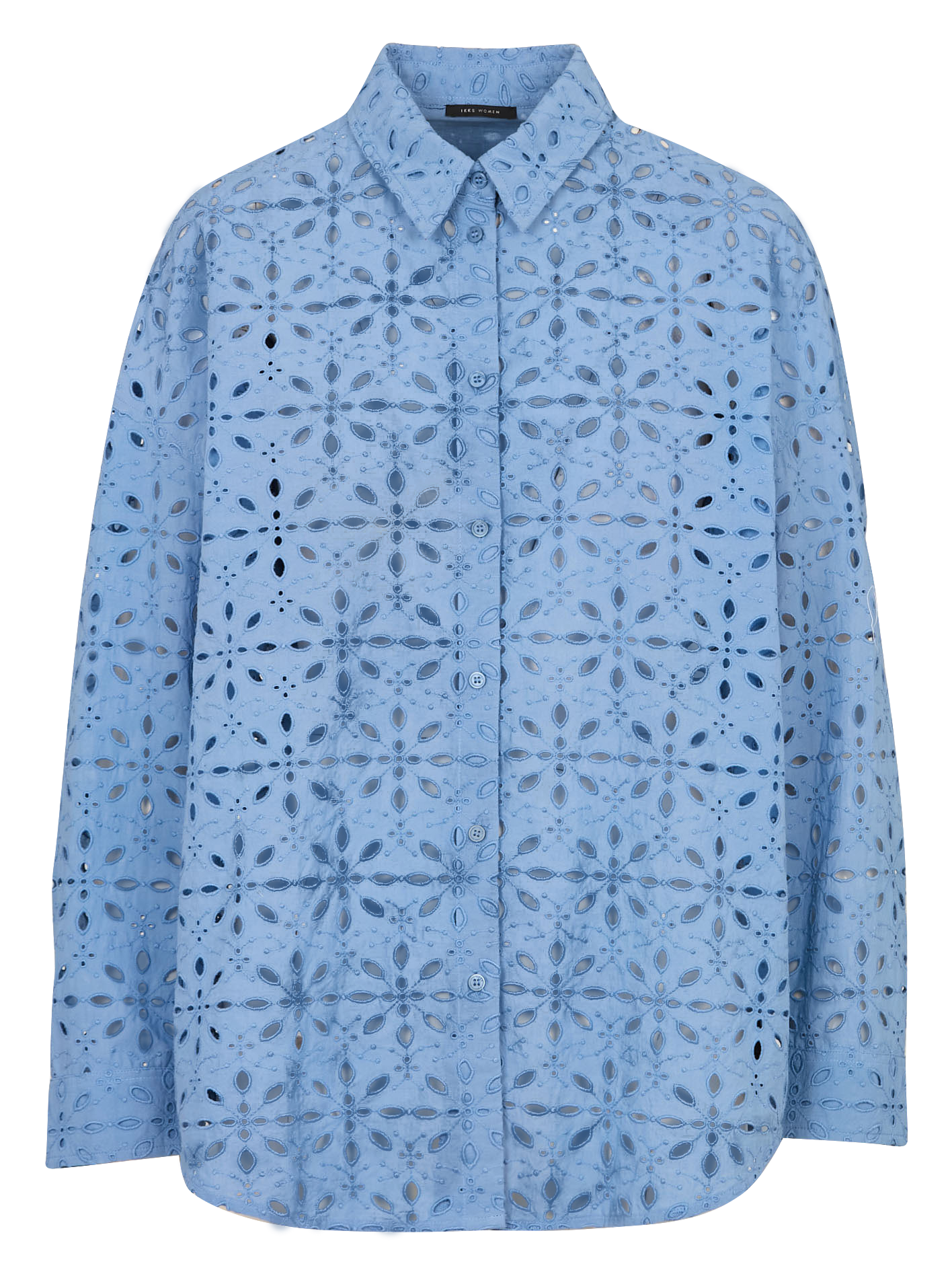 Oversize Hemd mit klassischem Kragen in Broderie Anglaise IKKS Blau