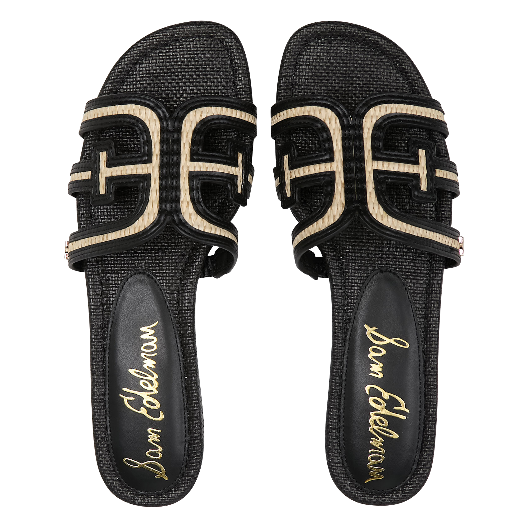 Sandales plates en raphia mélangé SAM EDELMAN Multicolore