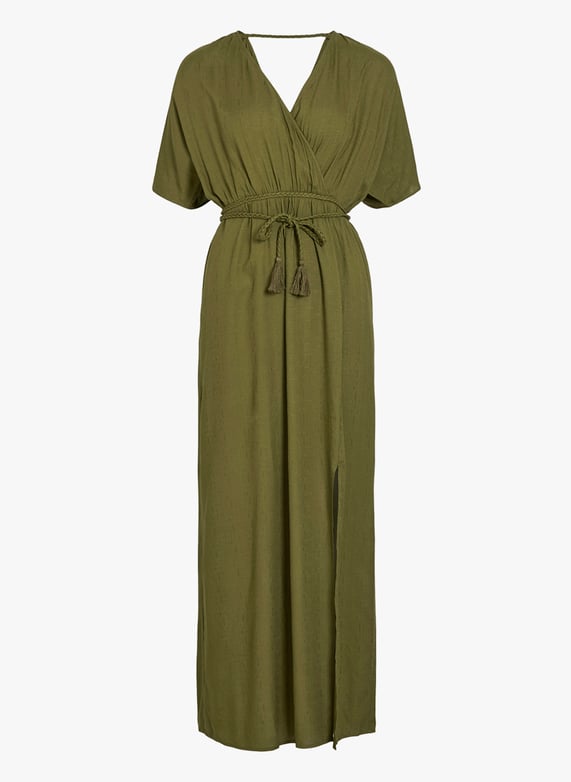 Robe longue col v unie Capulet olive Vila Femme Place des