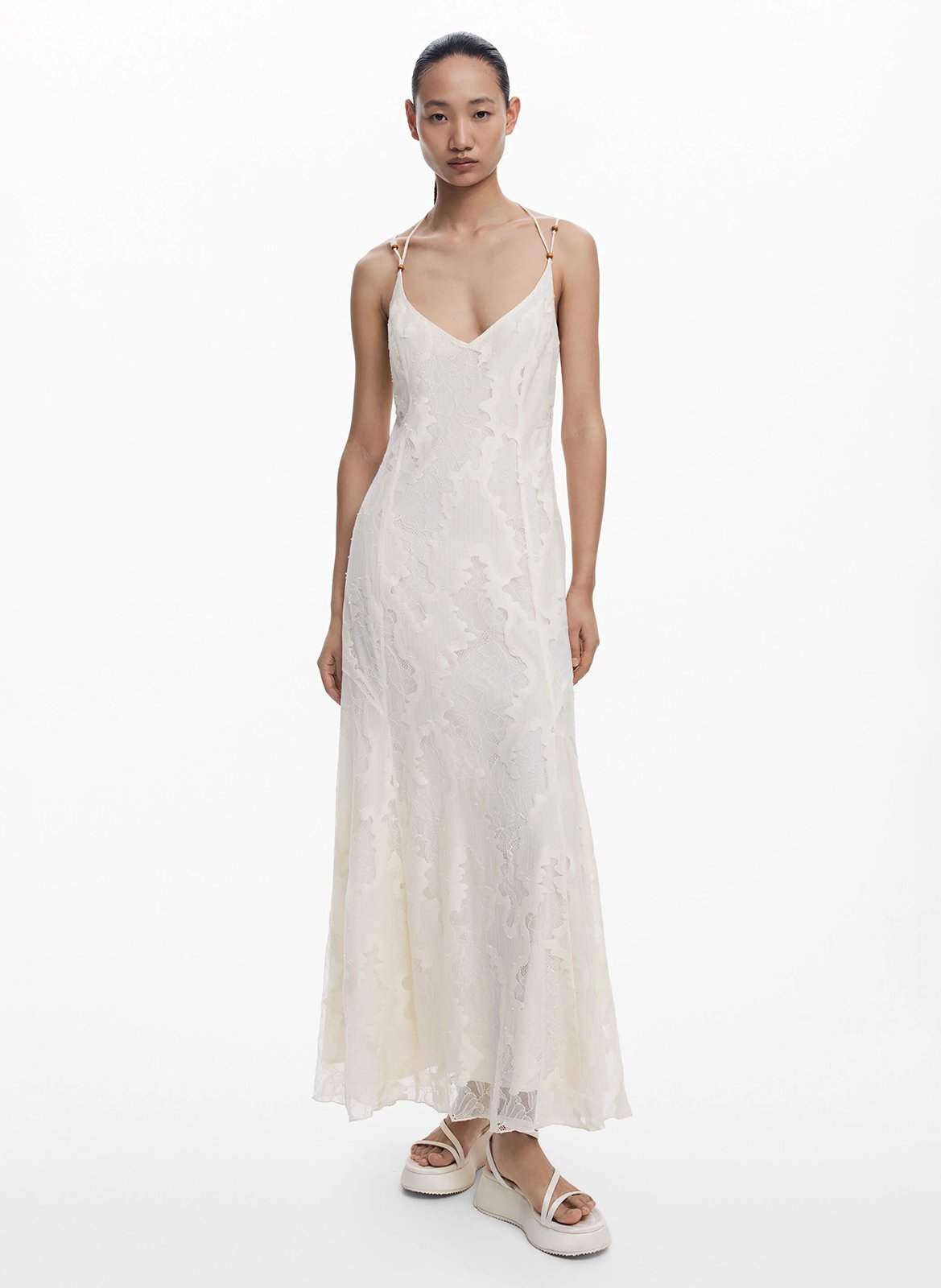 Abito lungo in pizzo DESIGUAL Bianco