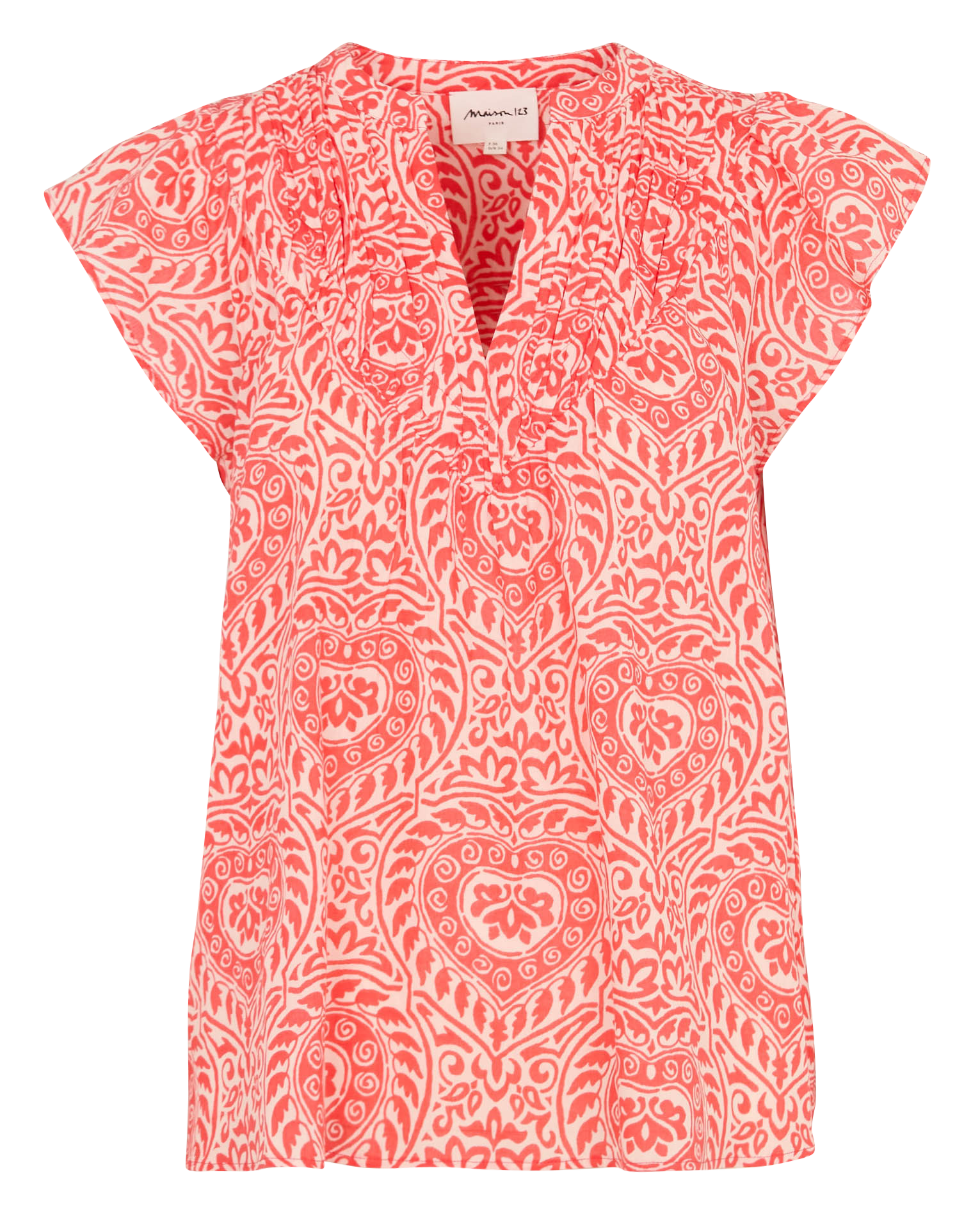 V-neck cotton top MAISON 123 Orange