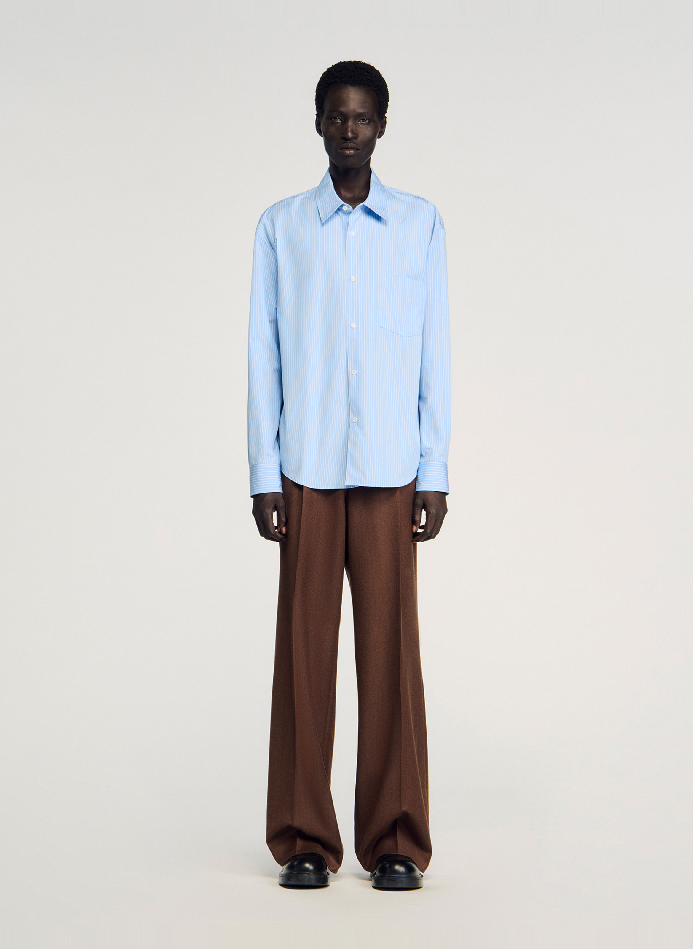 Classic Oversized Striped Shirt SANDRO Blue