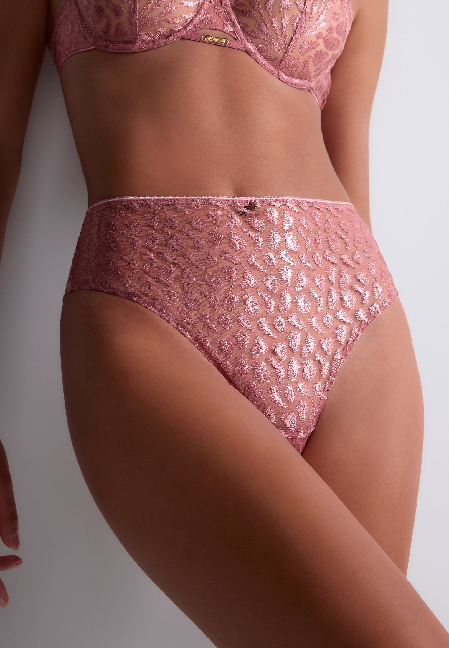High-waisted lace panties AUBADE Pink
