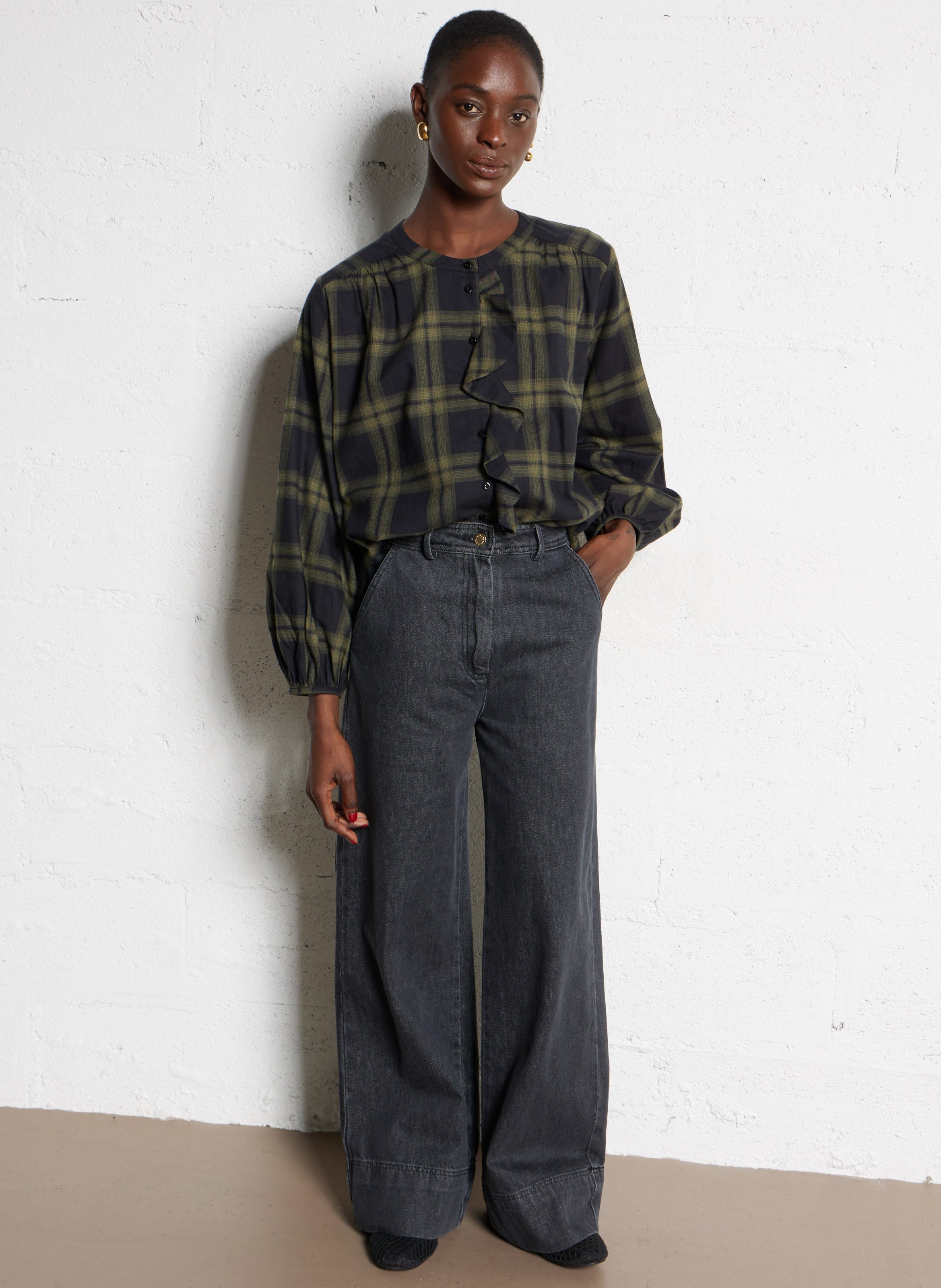 Jean large en coton DES PETITS HAUTS Noir