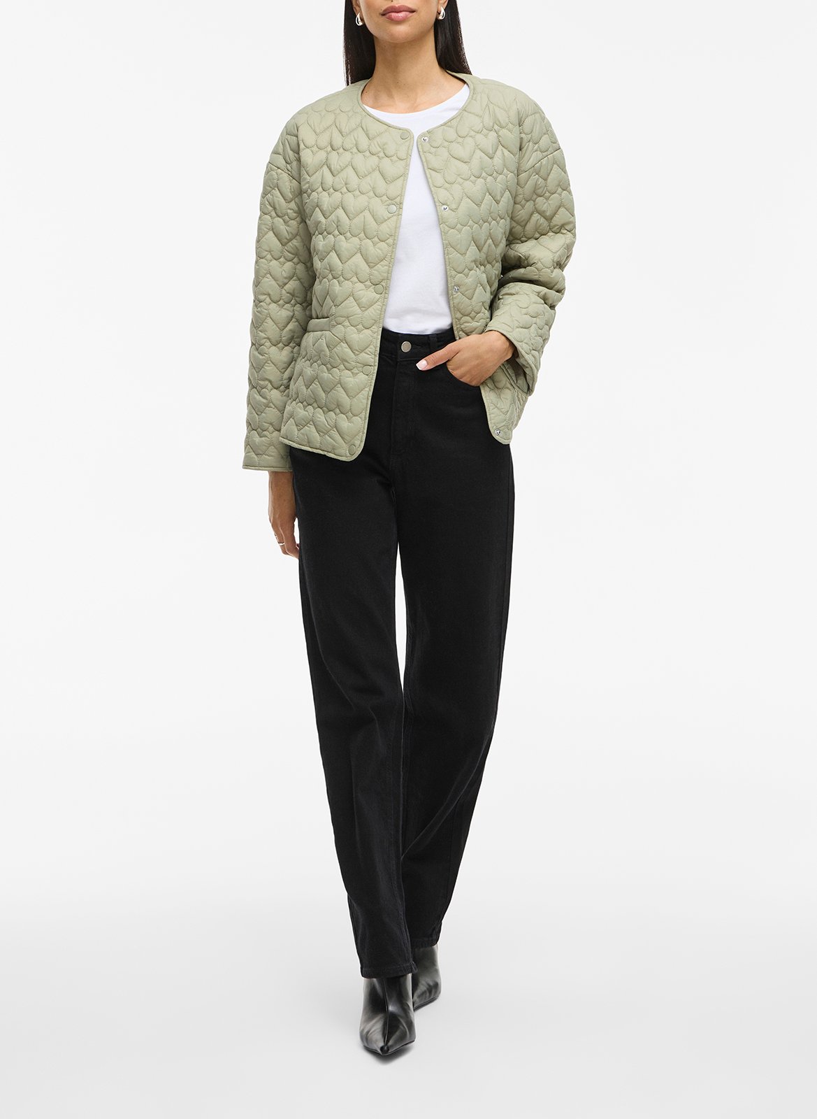 Veste col rond matellassée VILA Beige