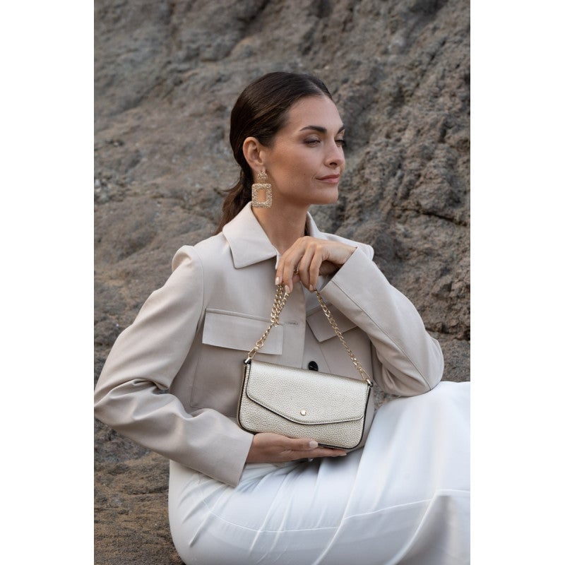 Clutch bag - calfskin POURCHET Golden