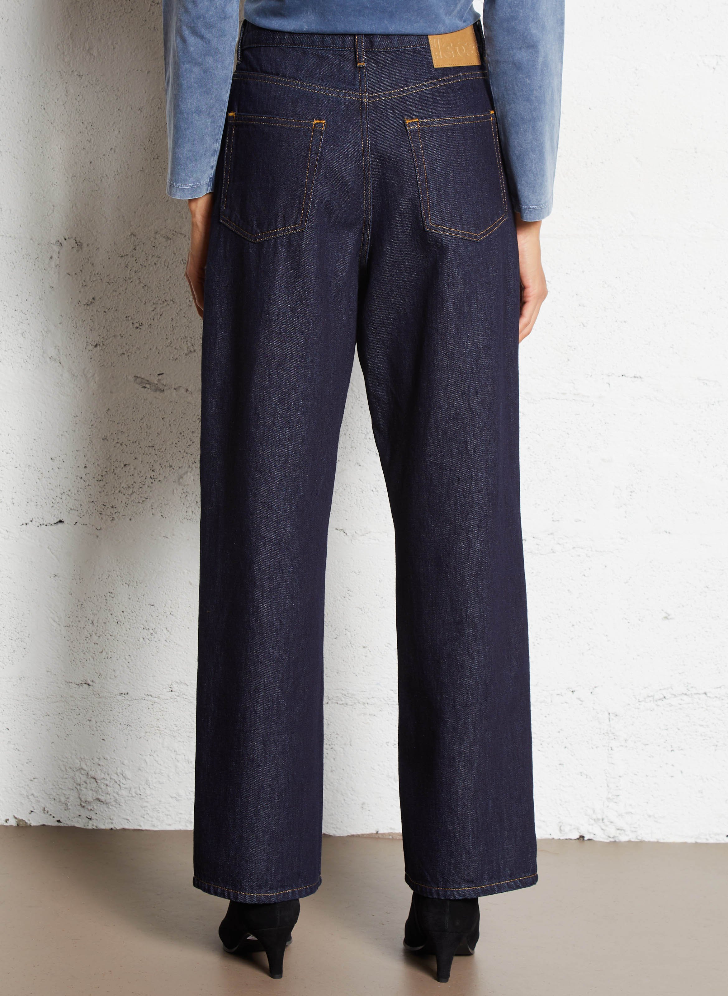 Jean droit taille haute en coton BELLEROSE Bleu