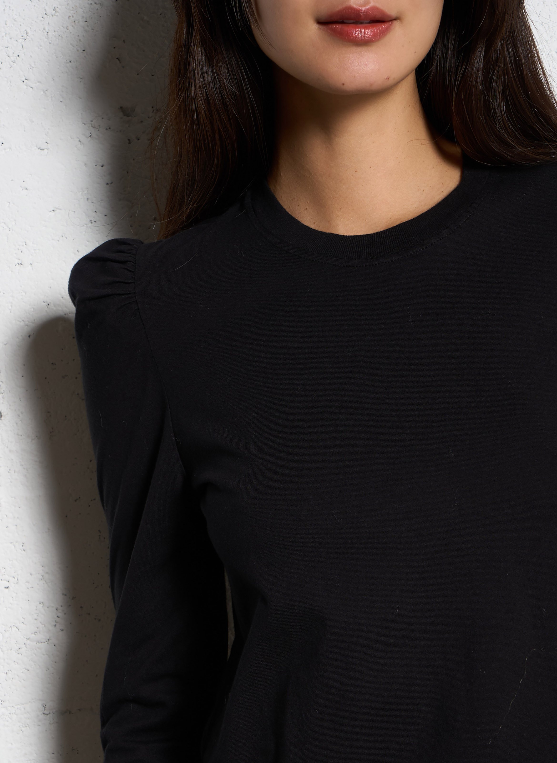 Gerade geschnittenes Rundhals-T-Shirt aus Baumwolle BERENICE Schwarz