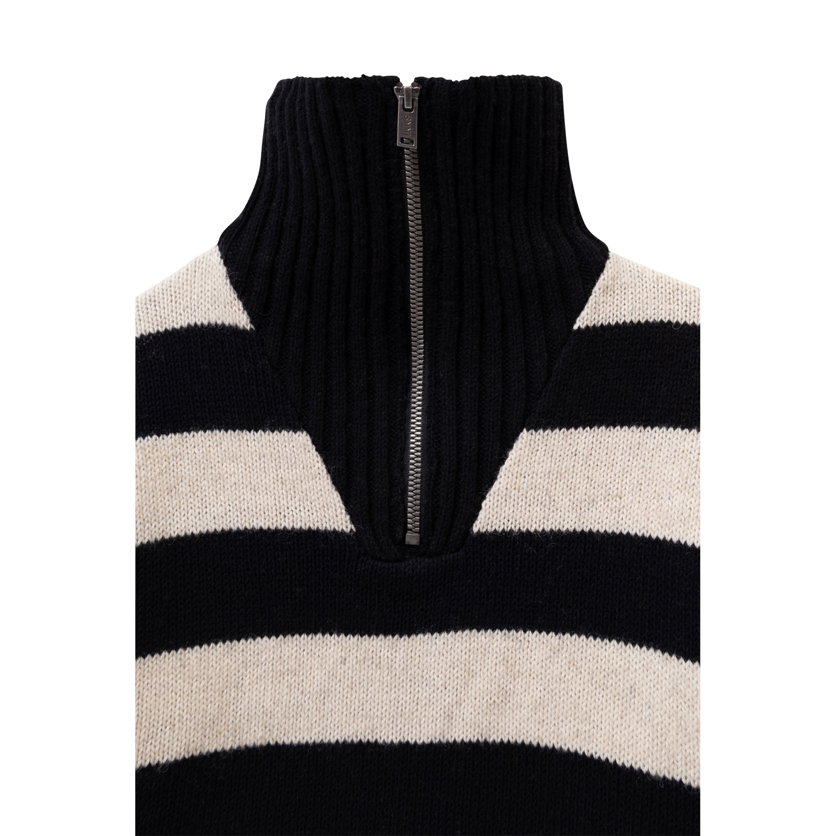 Straight fit trucker collar striped cotton blend sweater IKKS JUNIOR Black