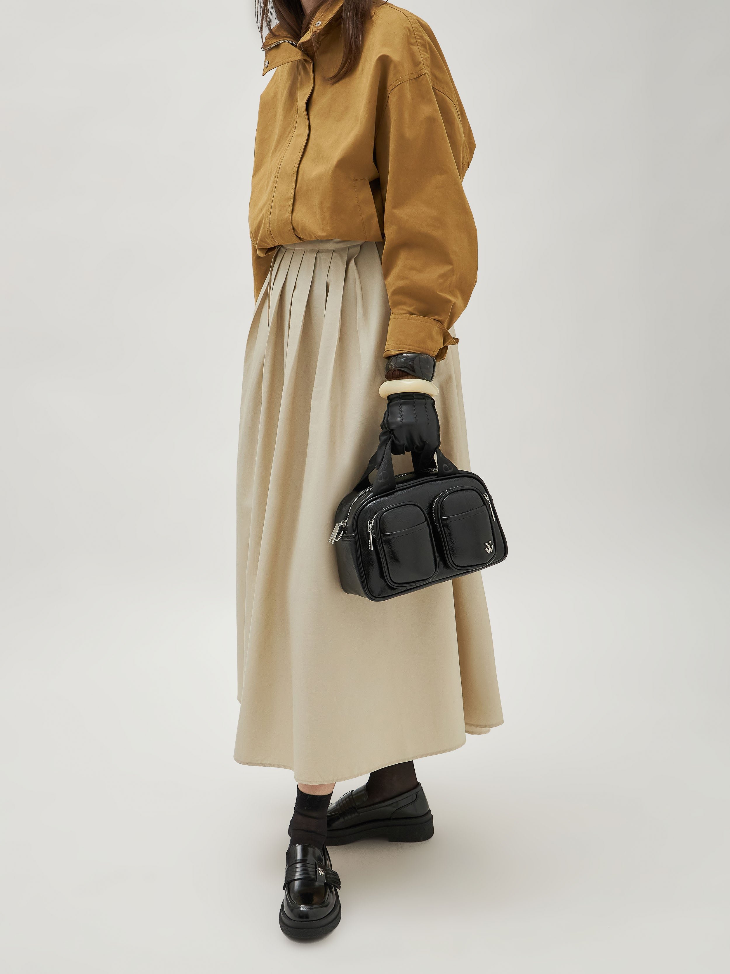 Mini leopard tweed bowling bag VANESSA WU Black