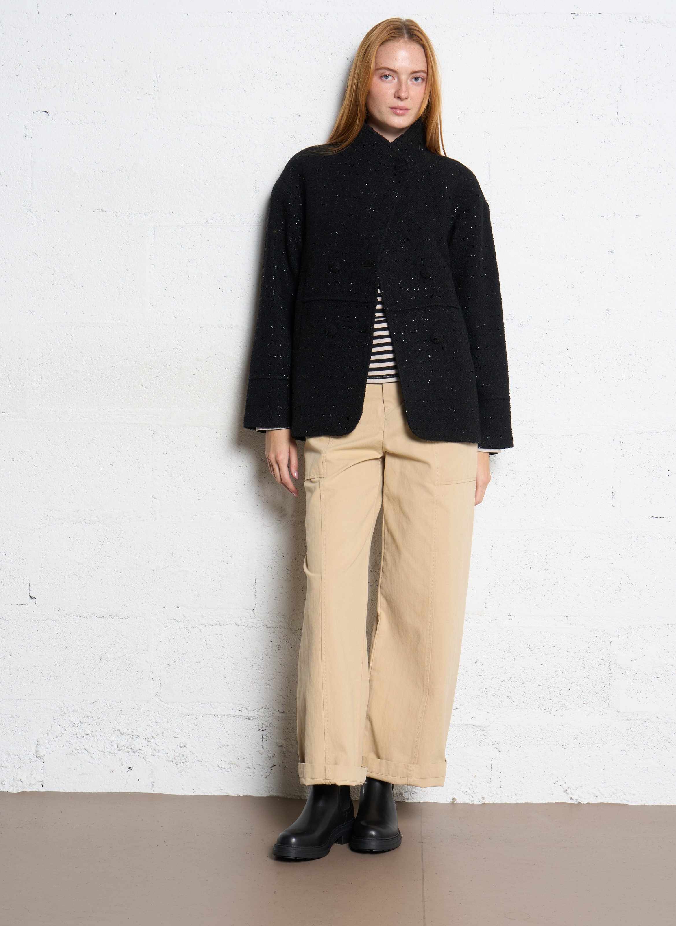 Manteau cuir d'agneau ONE STEP Noir