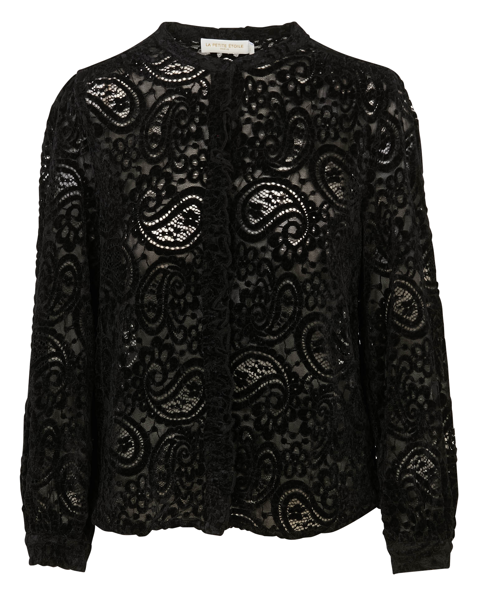 Blouse droite col rond en dentelle LA PETITE ETOILE Noir