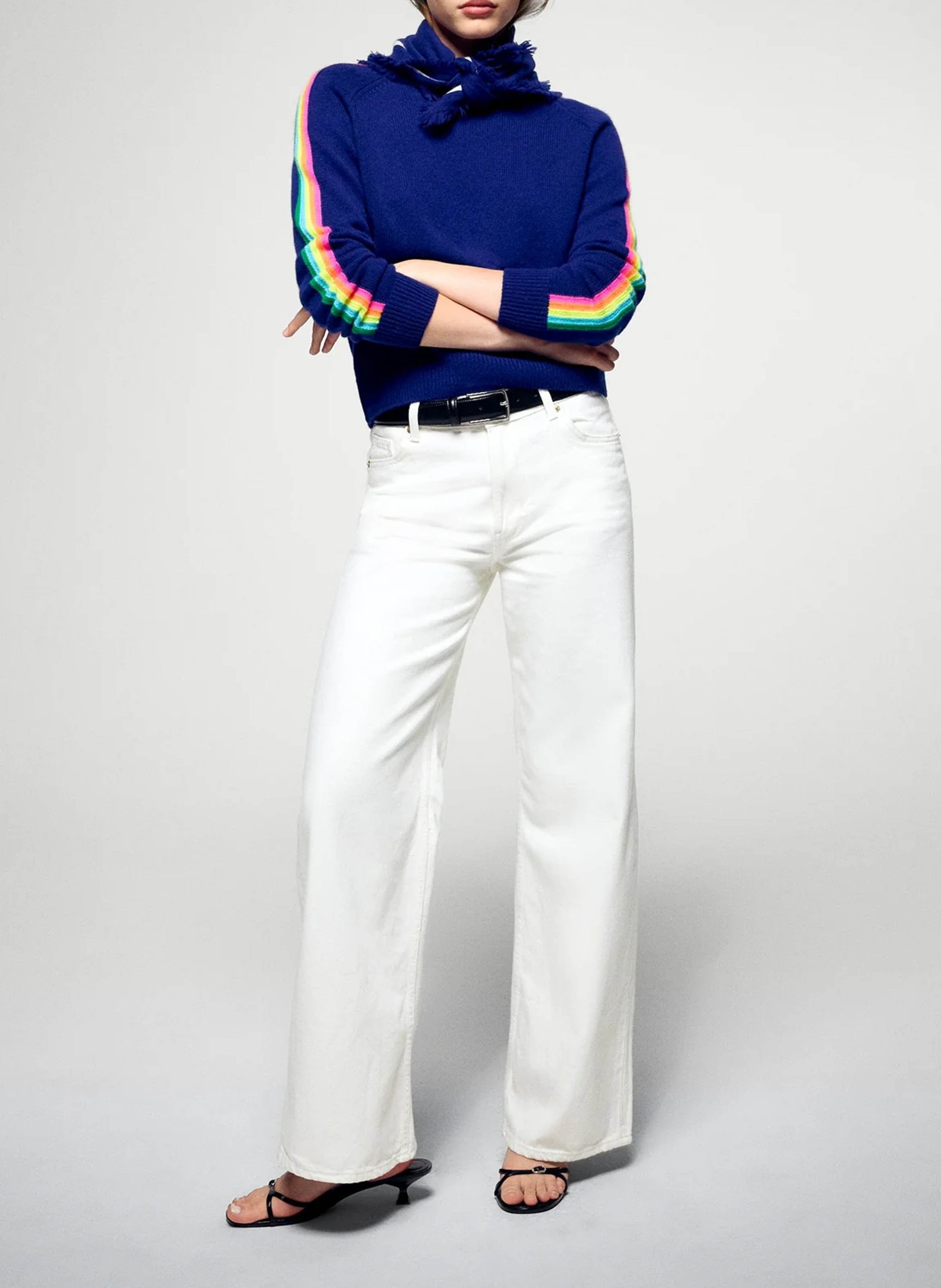 Pull oversize col rond en cachemire FROM FUTURE Bleu