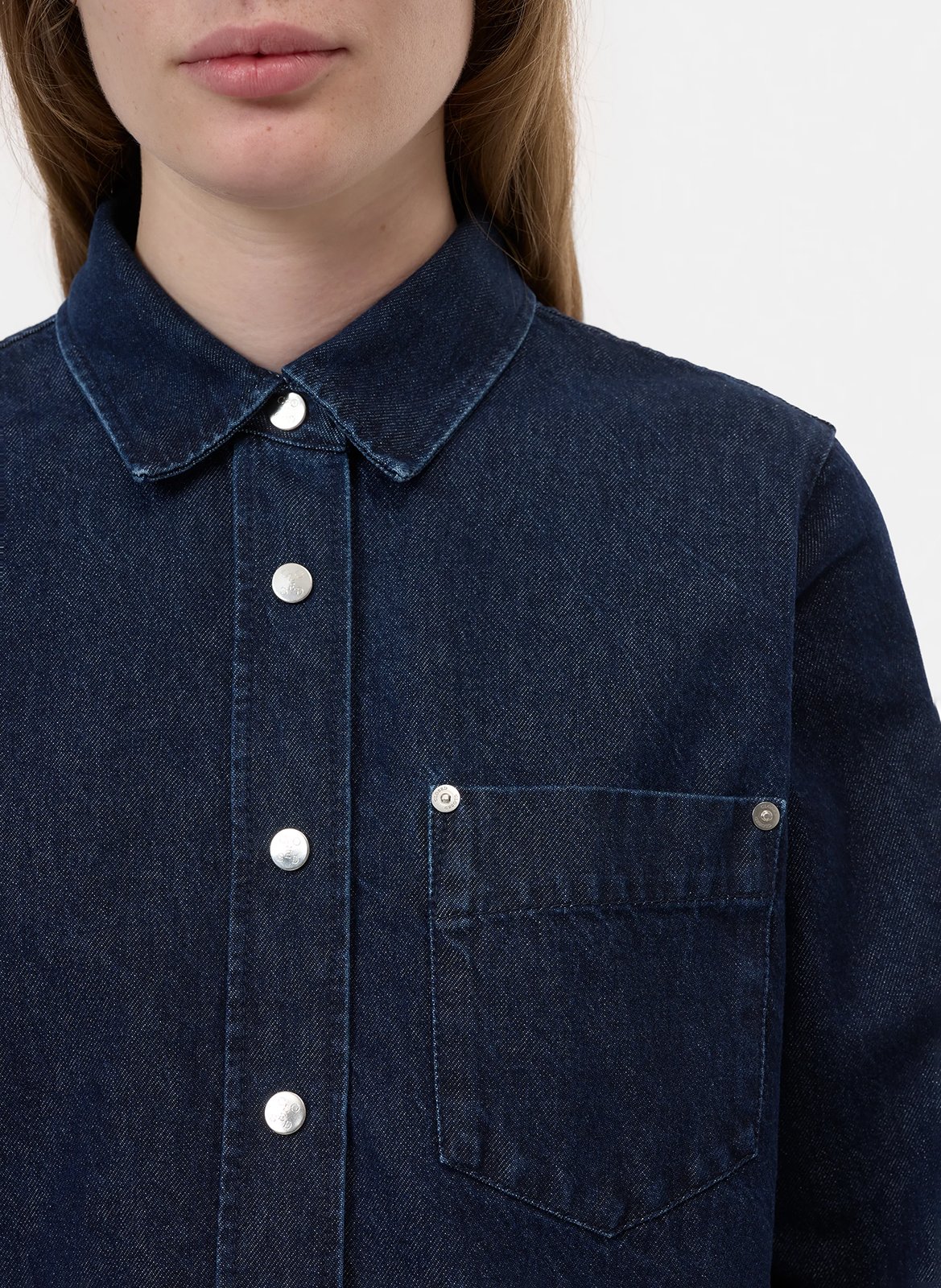 Jean droit col classique en coton bio mélangé CLOSED Bleu