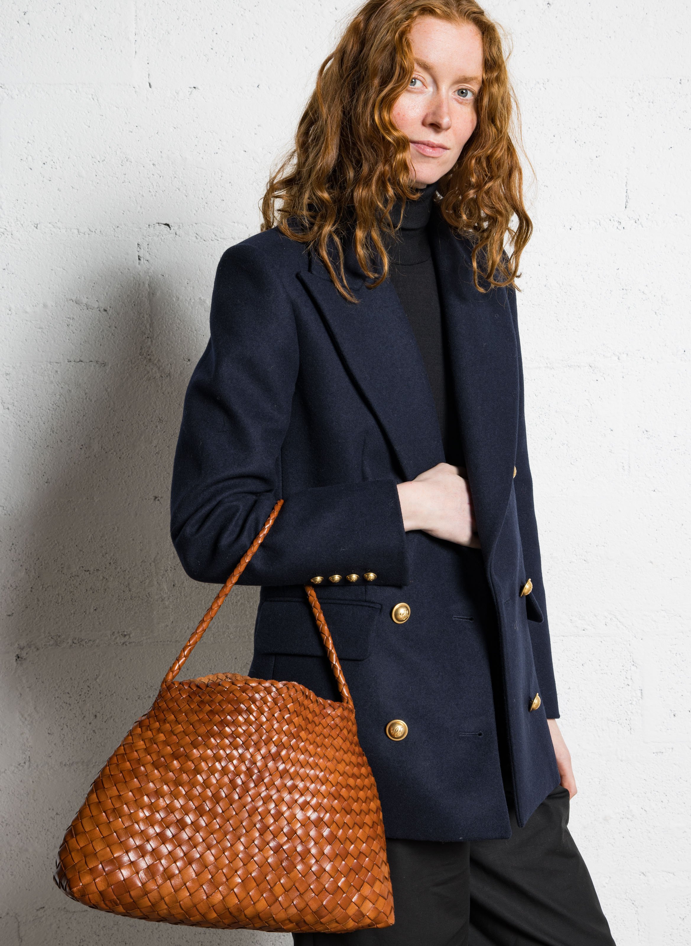 Sac à main en cuir tissé DRAGON DIFFUSION Marron