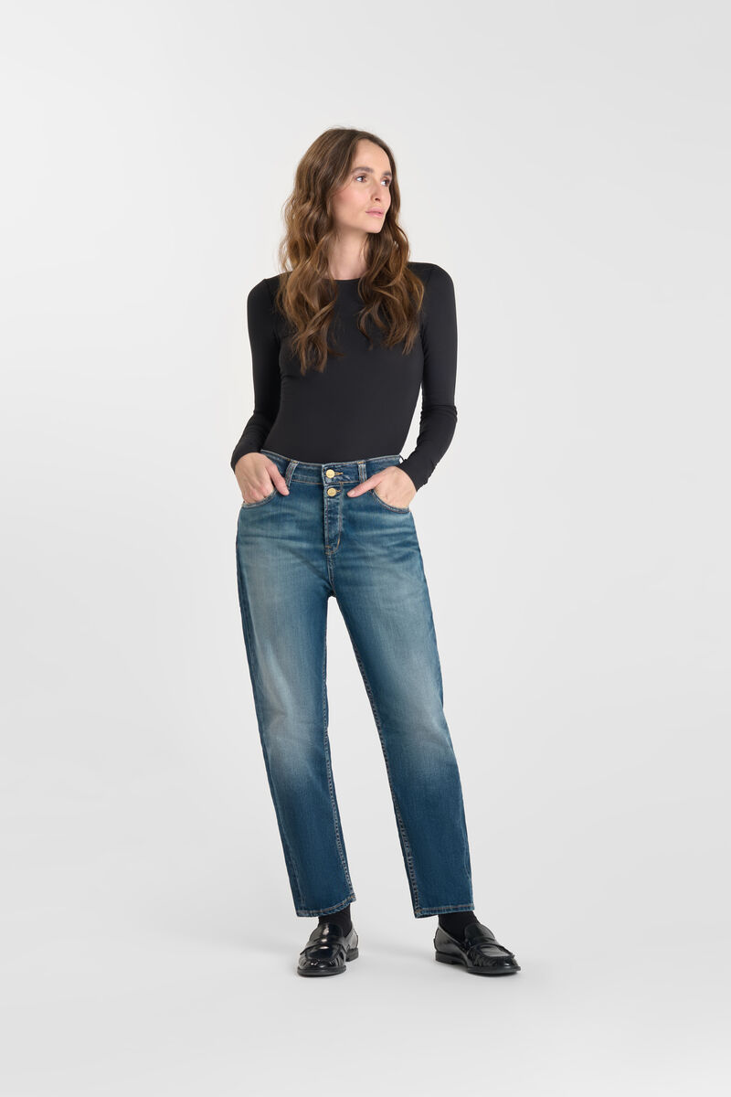 Loose, oversized girlfriend high-waisted jeans, length 34 LE TEMPS DES CERISES Blue