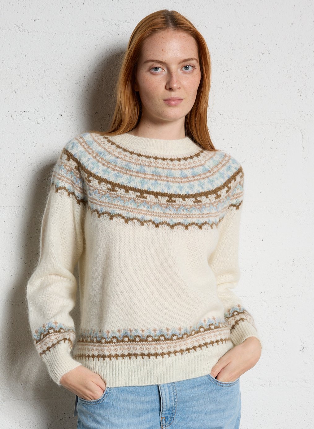 Pull oversize col rond SUD EXPRESS Blanc