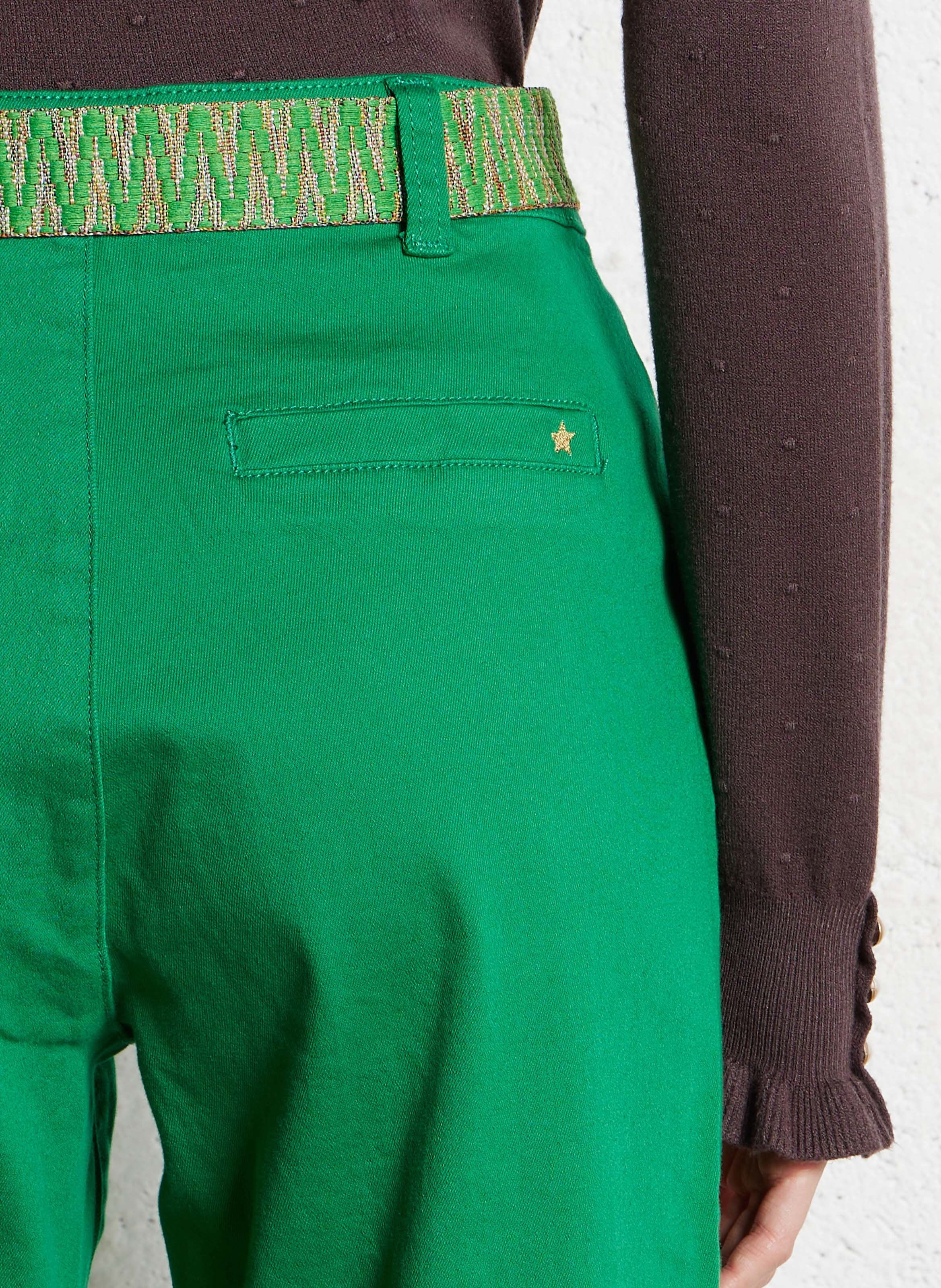 Straight-leg cotton velvet pants LA PETITE ETOILE Green