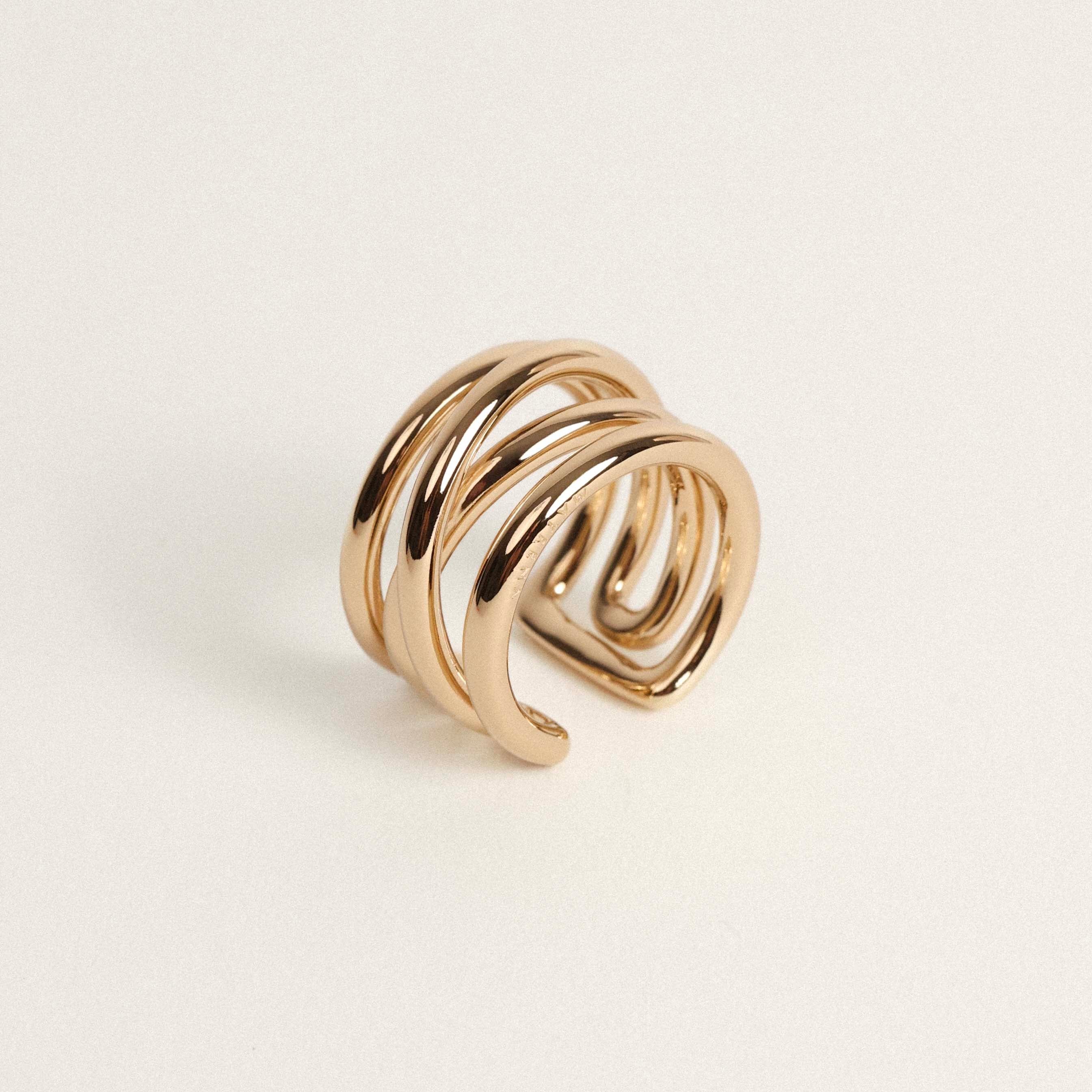 Adjustable reversible ring, recycled silver MAYRENA Golden