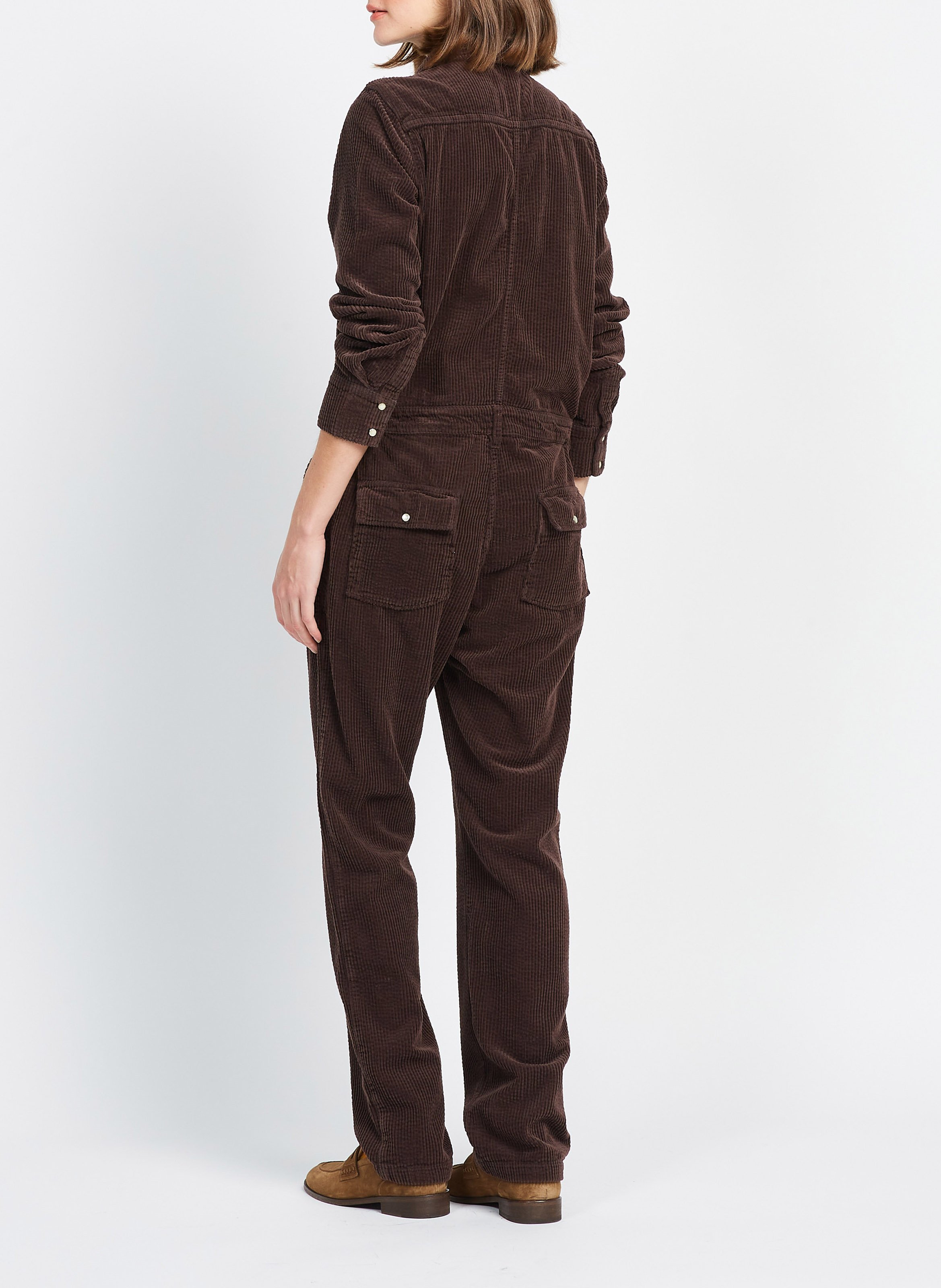 Cotton corduroy jumpsuit with high neck ACQUAVERDE Brown