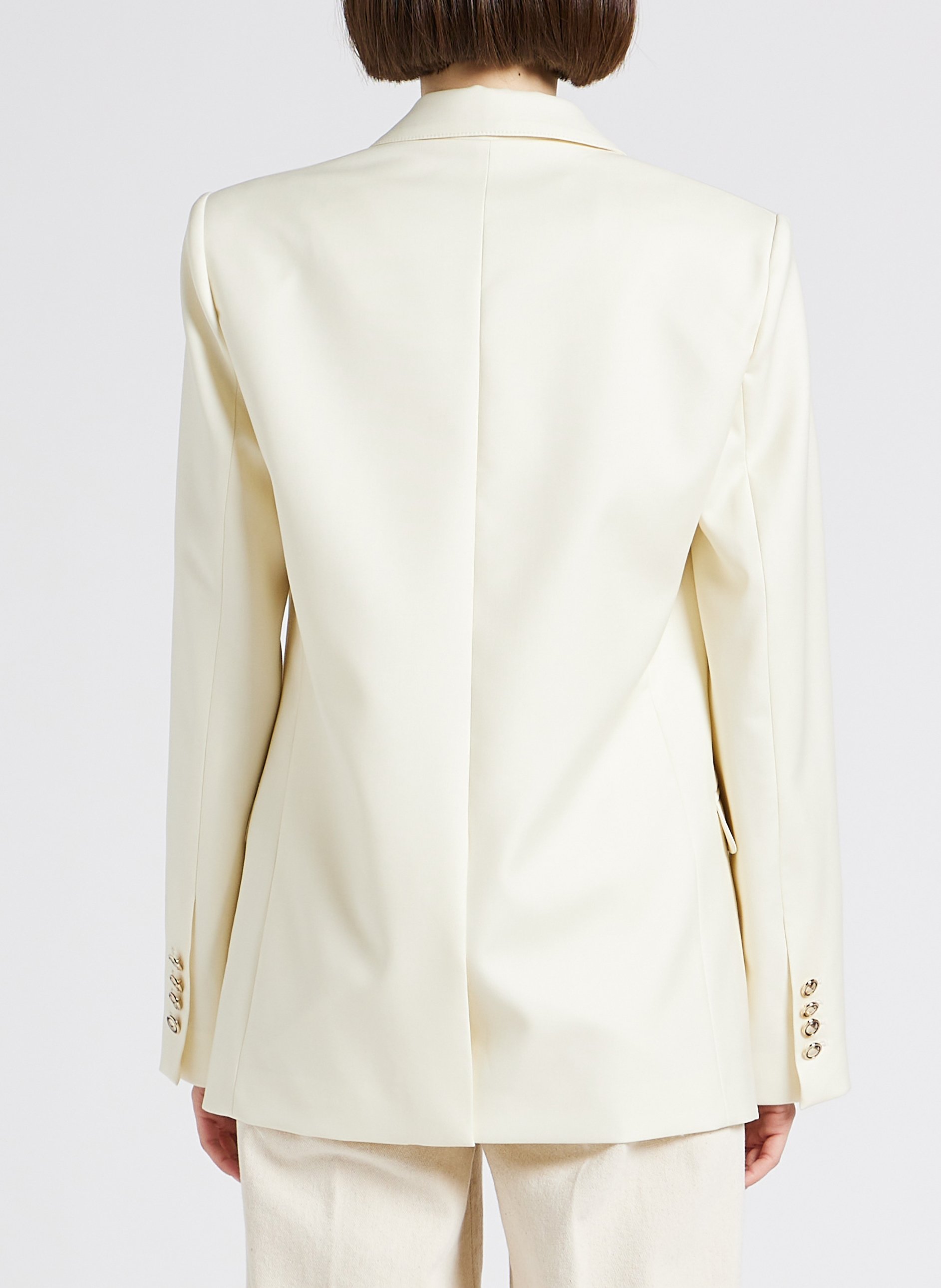 Veste col tailleur en coton stretch MARGAUX LONNBERG Blanc