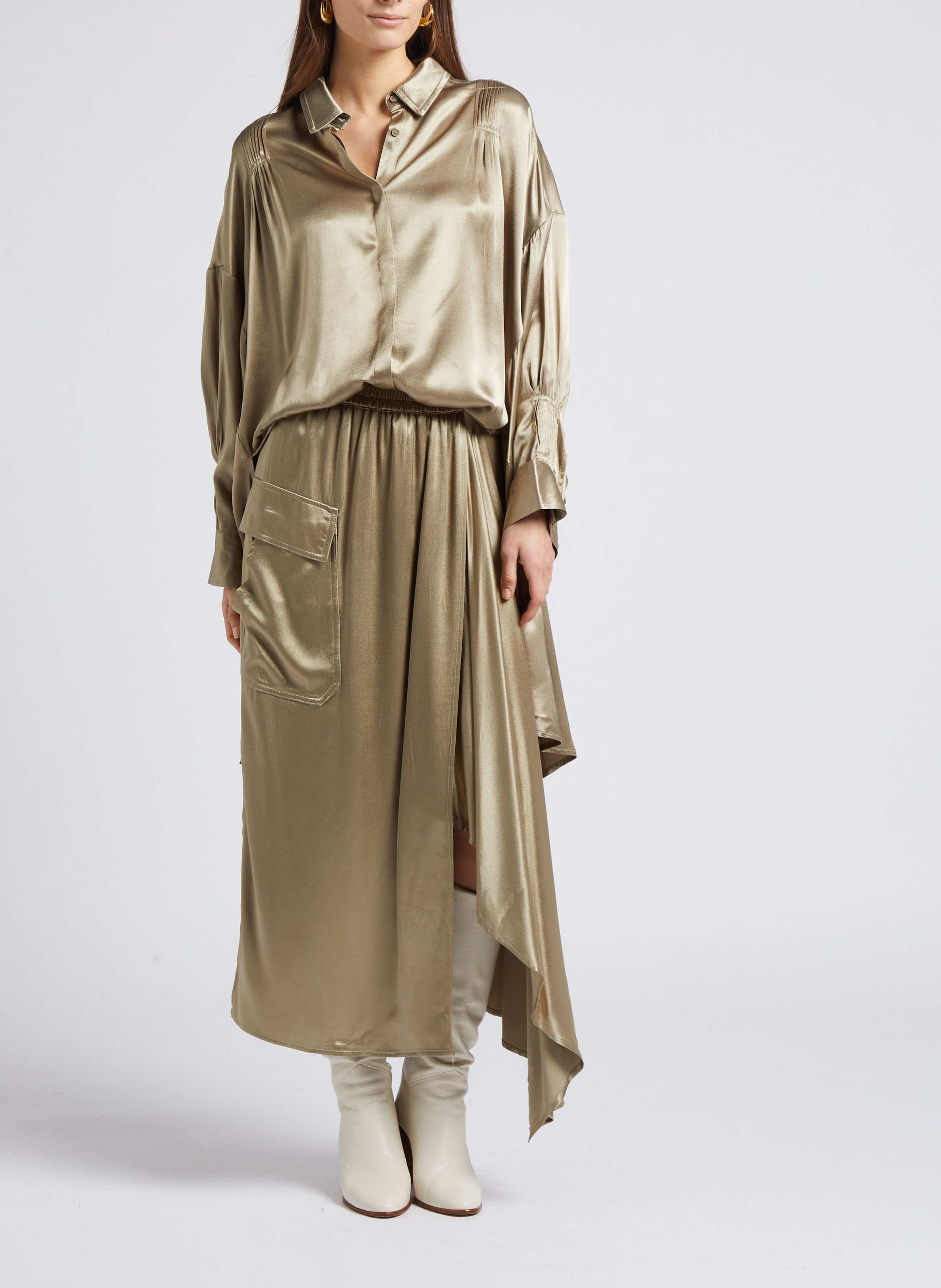 Jupe longue évasée MES DEMOISELLES Kaki