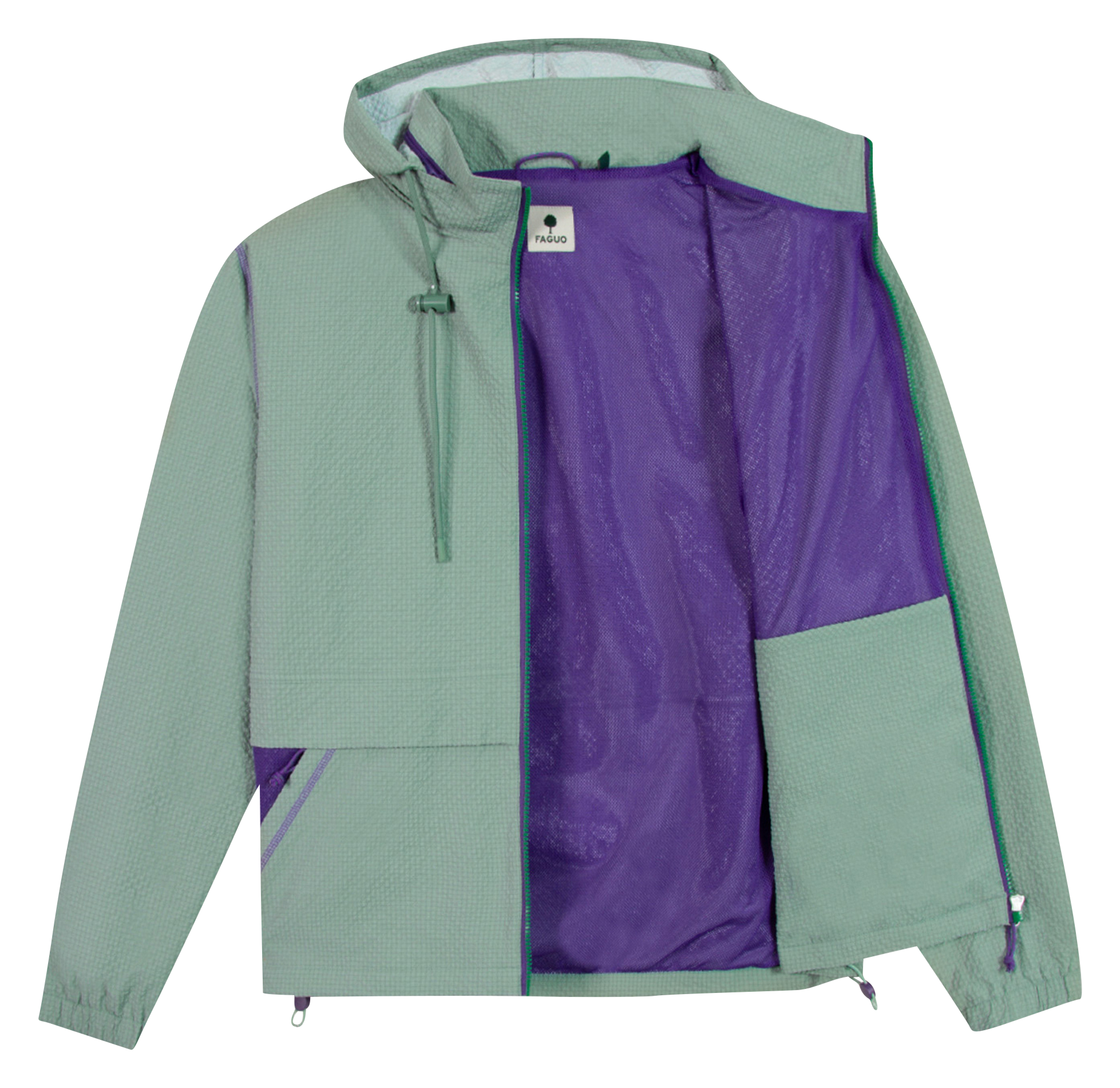 Gerade geschnittene Jacke mit Rundhalsausschnitt FAGUO Grun