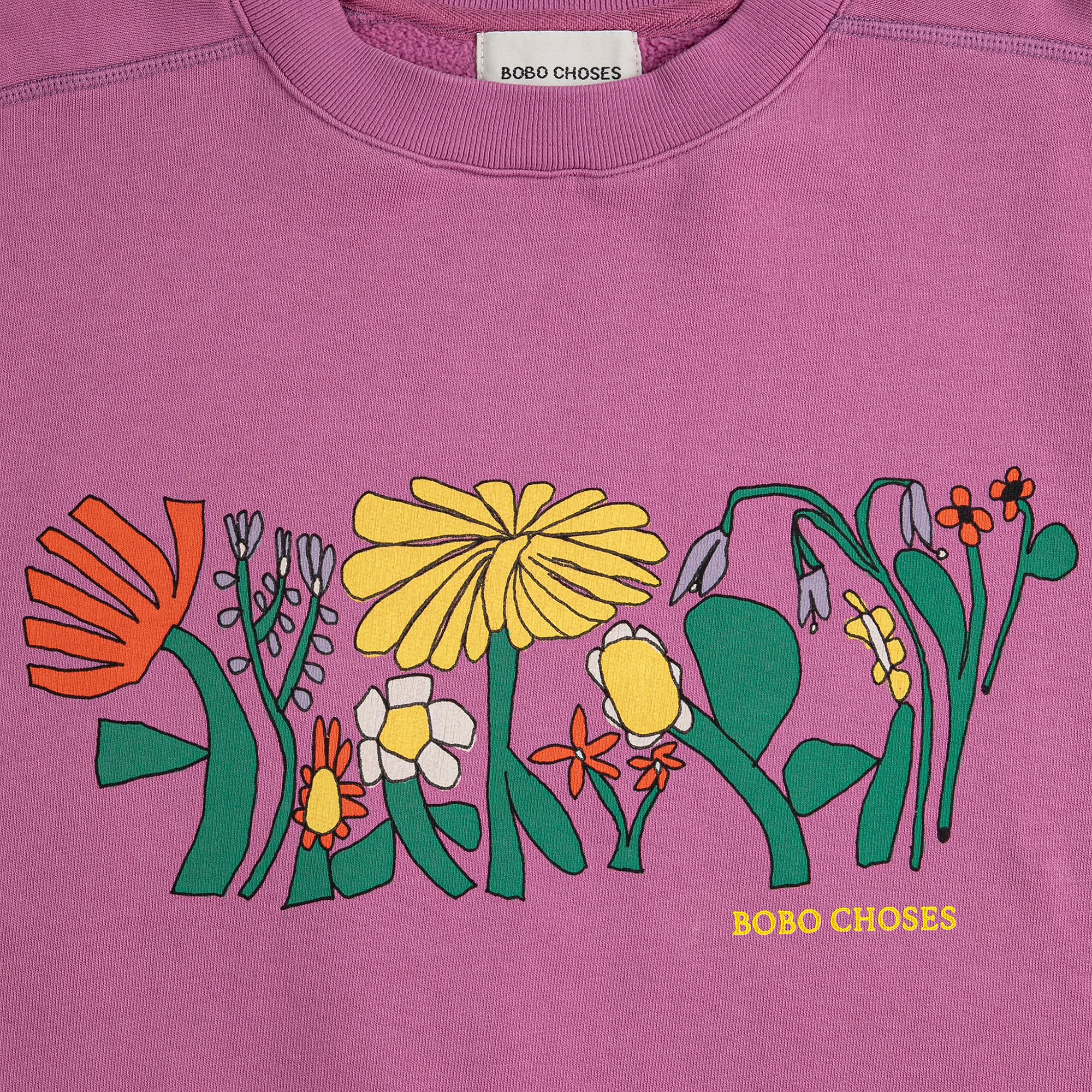 Oversized round neck sweatshirt in organic cotton BOBO CHOSES Purple