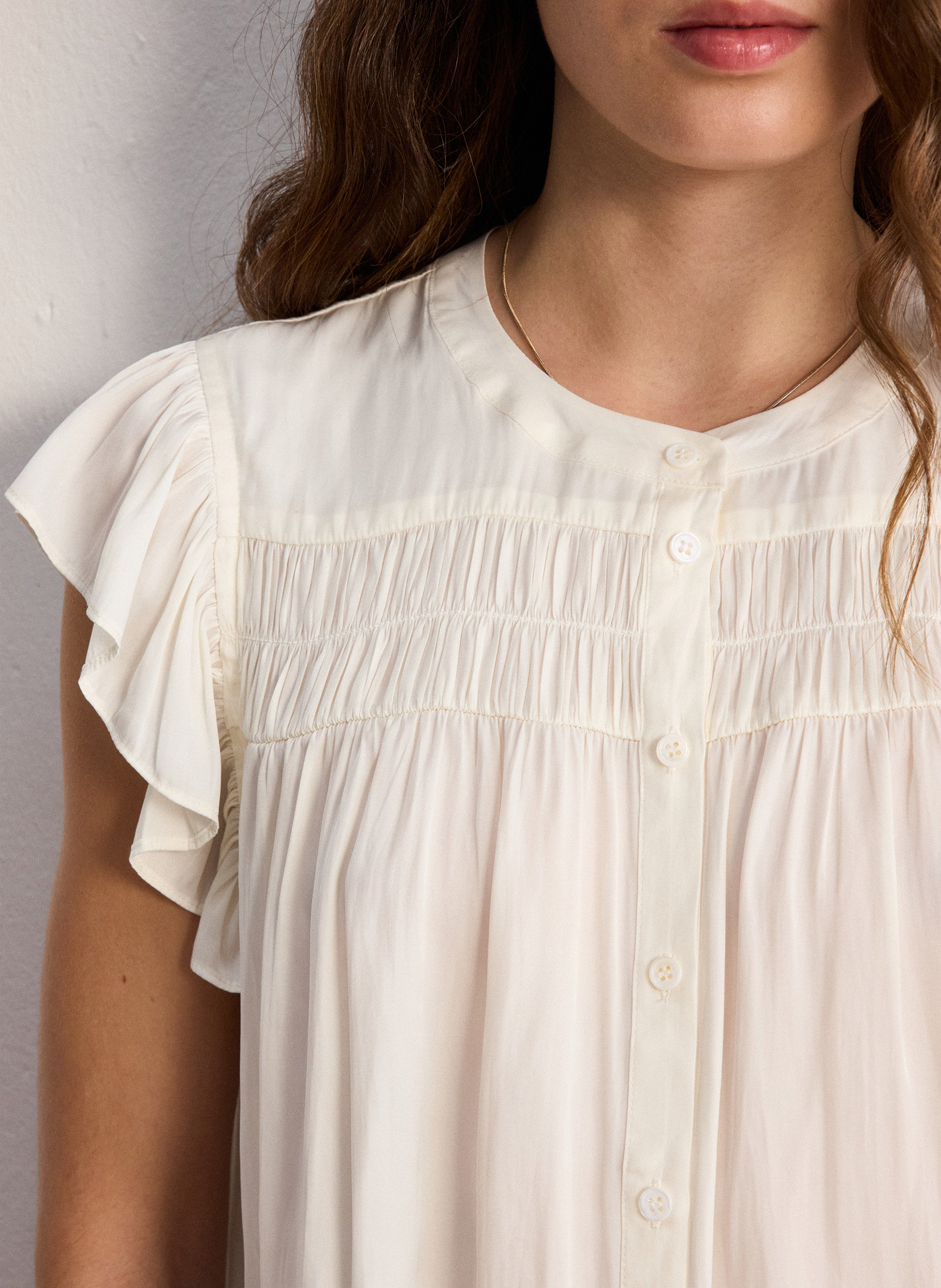 Straight Round Neck Blouse PABLO Beige