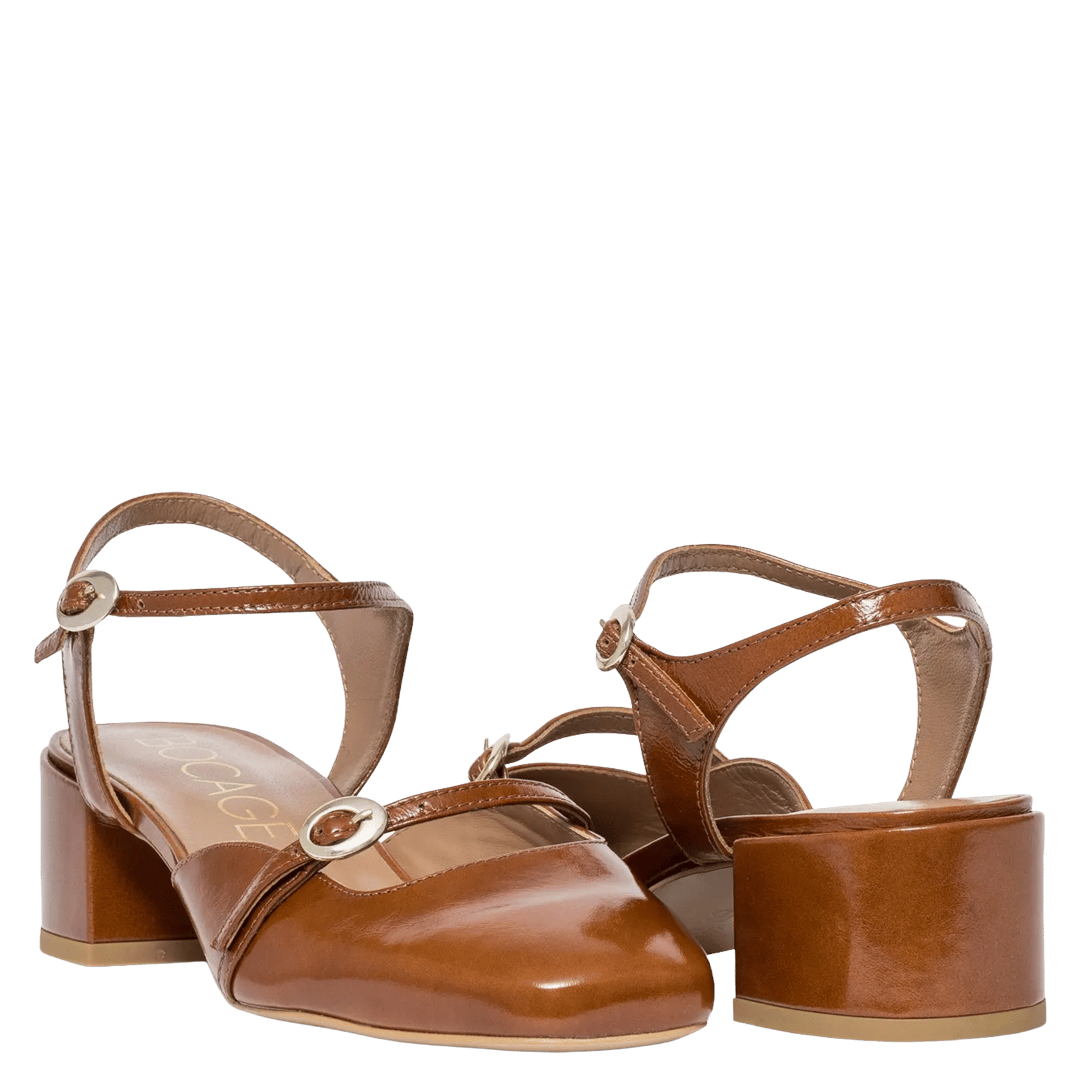 Halfhoge, leren sandalen BOCAGE Bruin