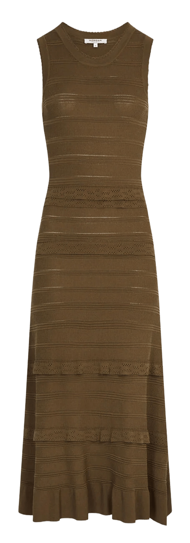 Long round-neck knit dress MORGAN Green