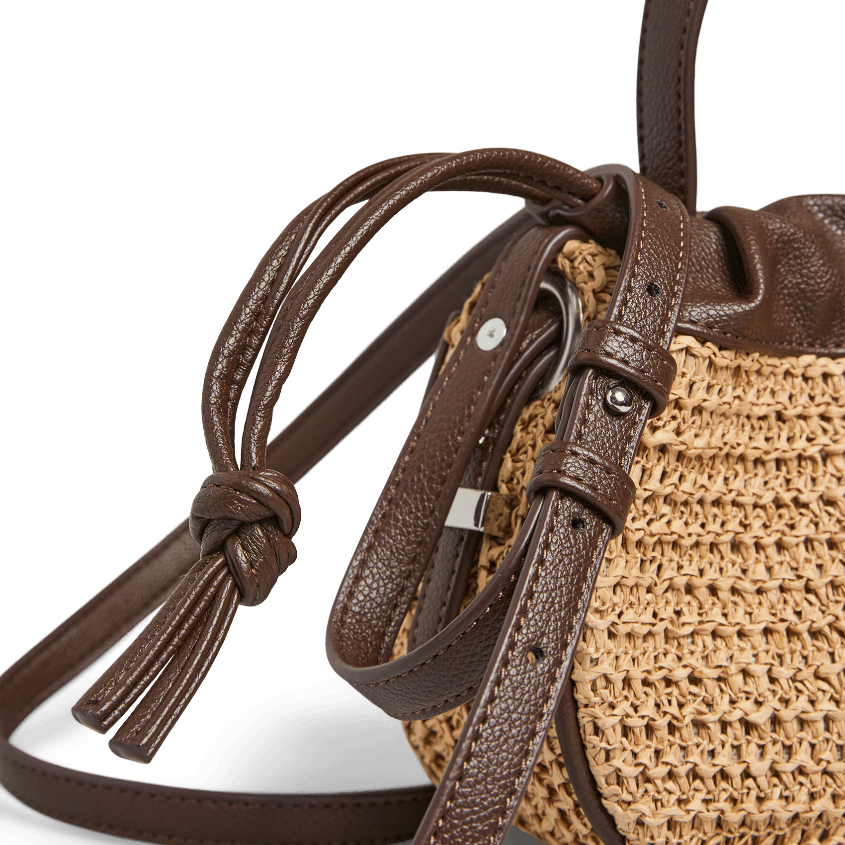 Handtas van stro PIECES Groen