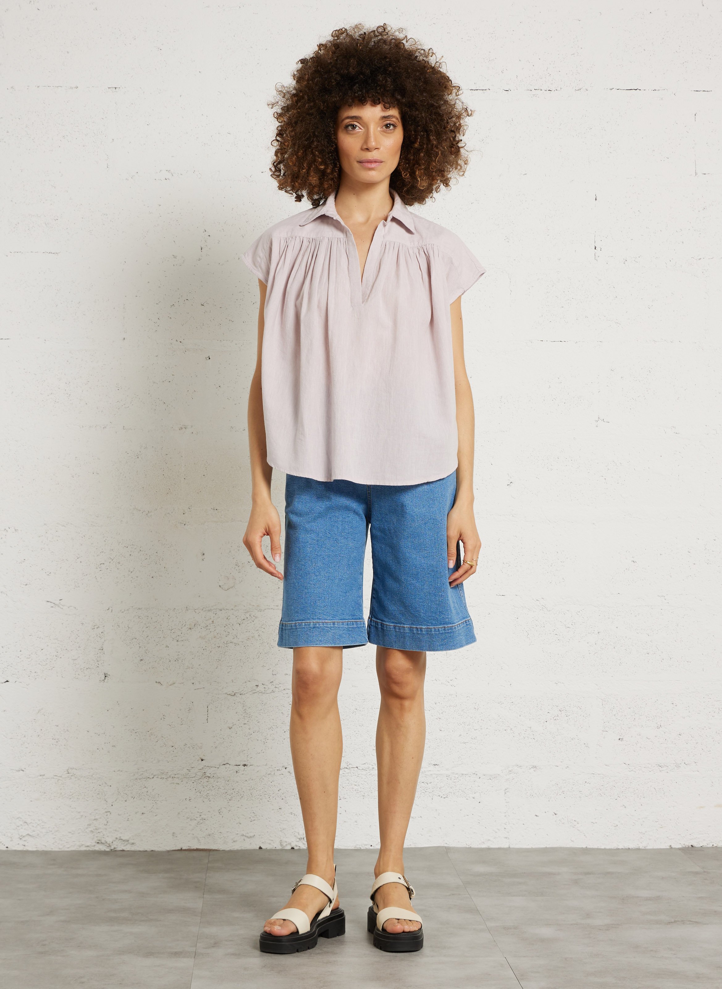 Bluse mit Hemdkragen aus Baumwolle FEEKA Violett