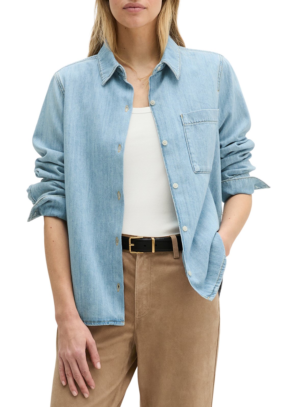 Chemise droite en denim léger MARC O'POLO Bleu