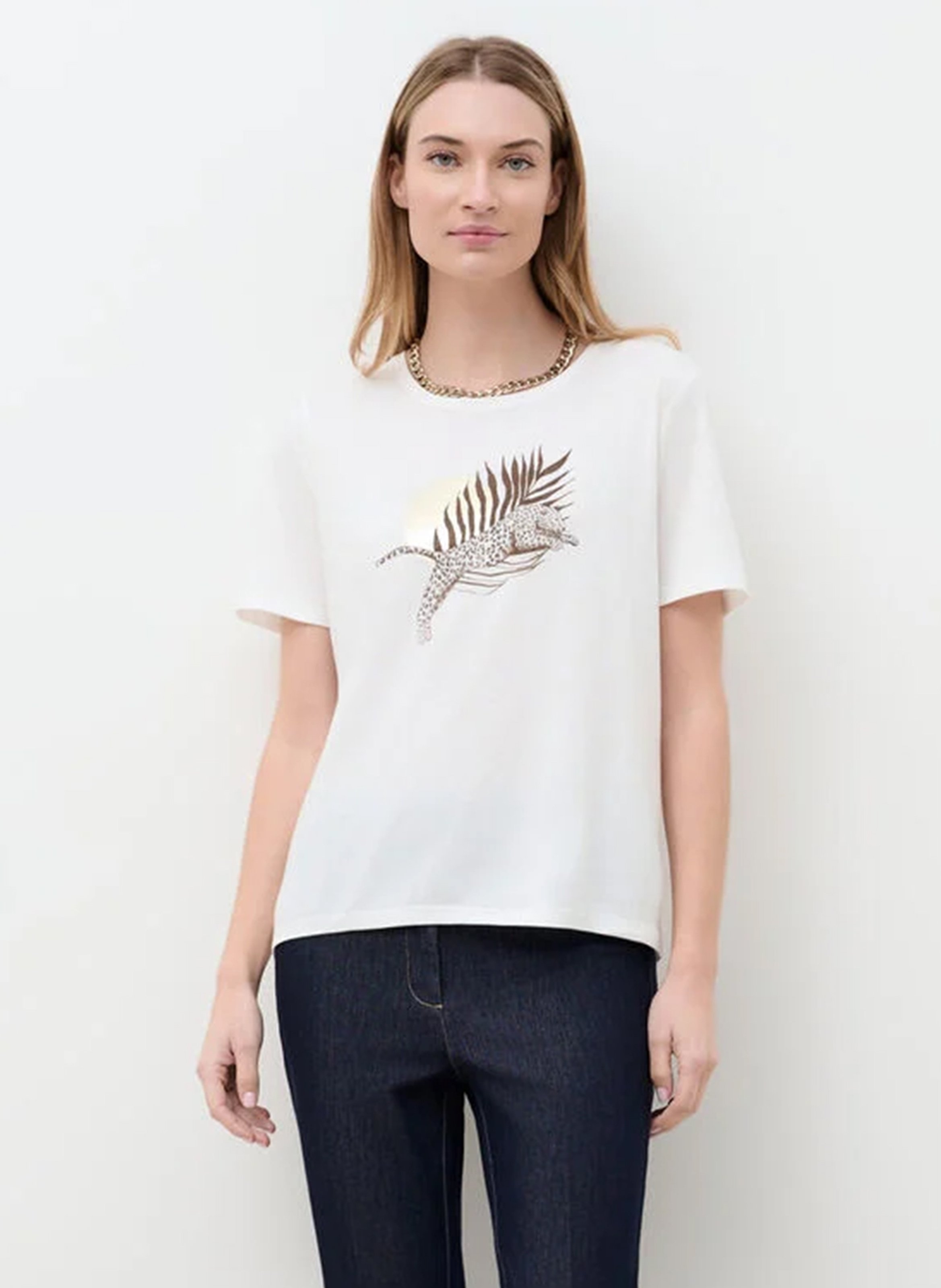 Tee-shirt oversize col rond en coton mélangé imprimé CAROLL Beige