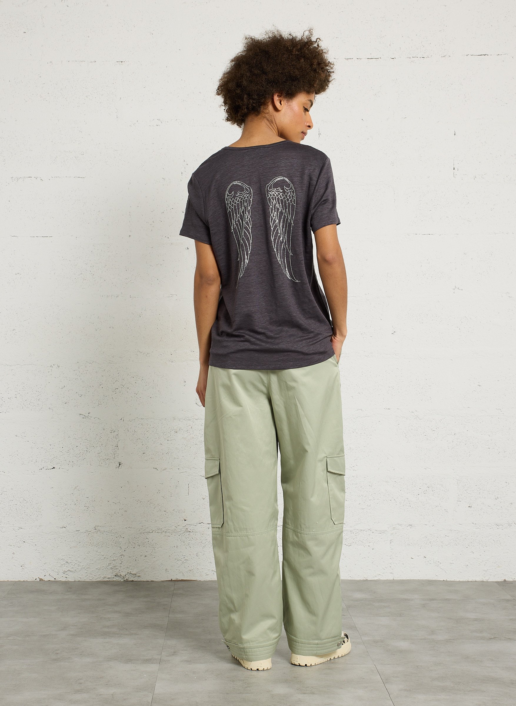Pantalon cargo en coton mélangé BERENICE Vert