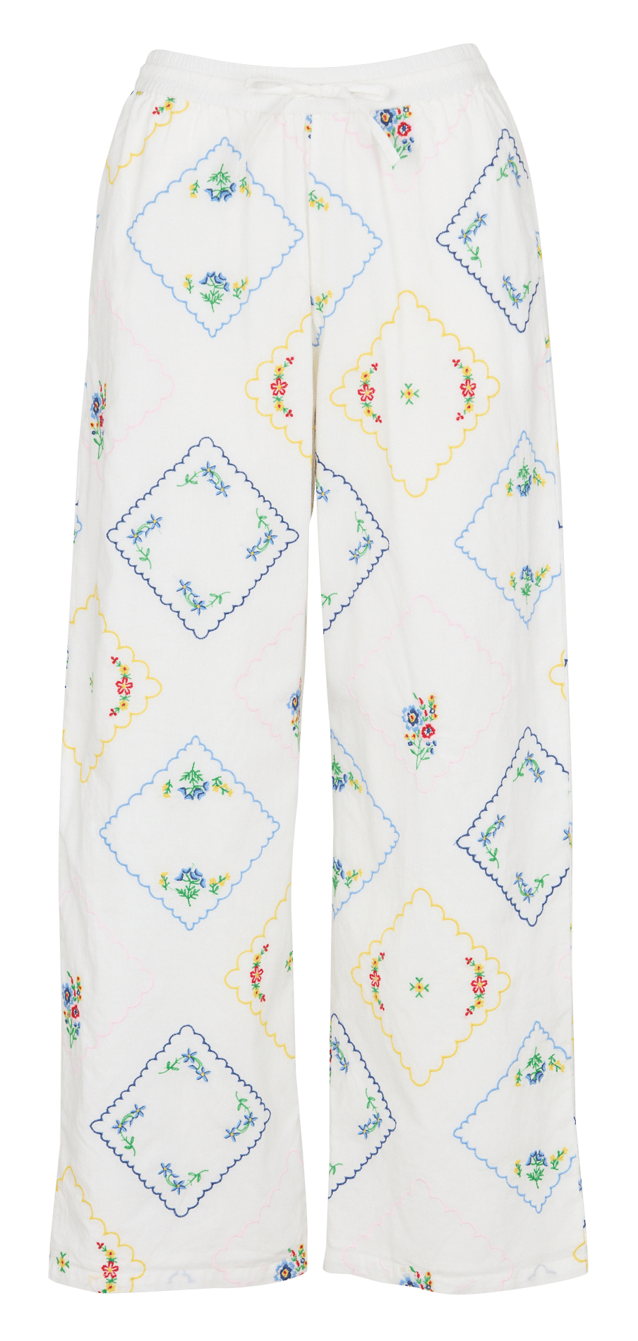 High-waisted wide-leg embroidered pants THE NEW SOCIETY Multicolored