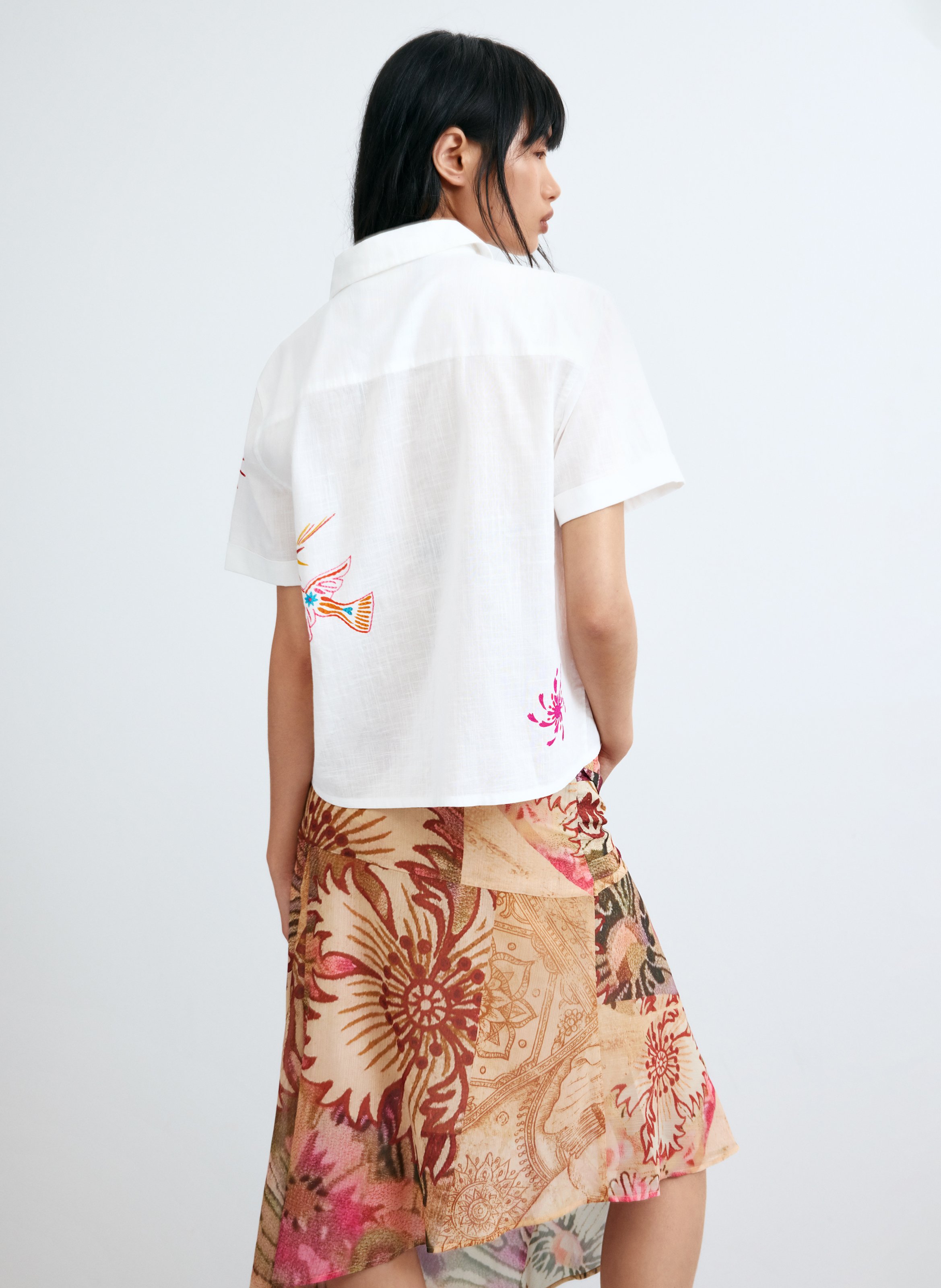 Chemise droite en coton DESIGUAL Blanc